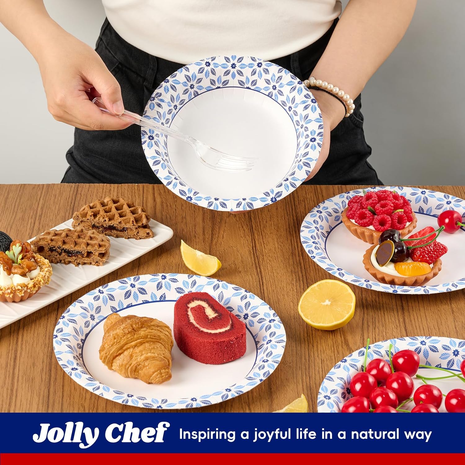 JOLLY CHEF 160 Count Paper Bowls 20 oz Soak Proof, Heavy Duty Printed Disposable Bowls Bulk for Dinner or Lunch - Image 7