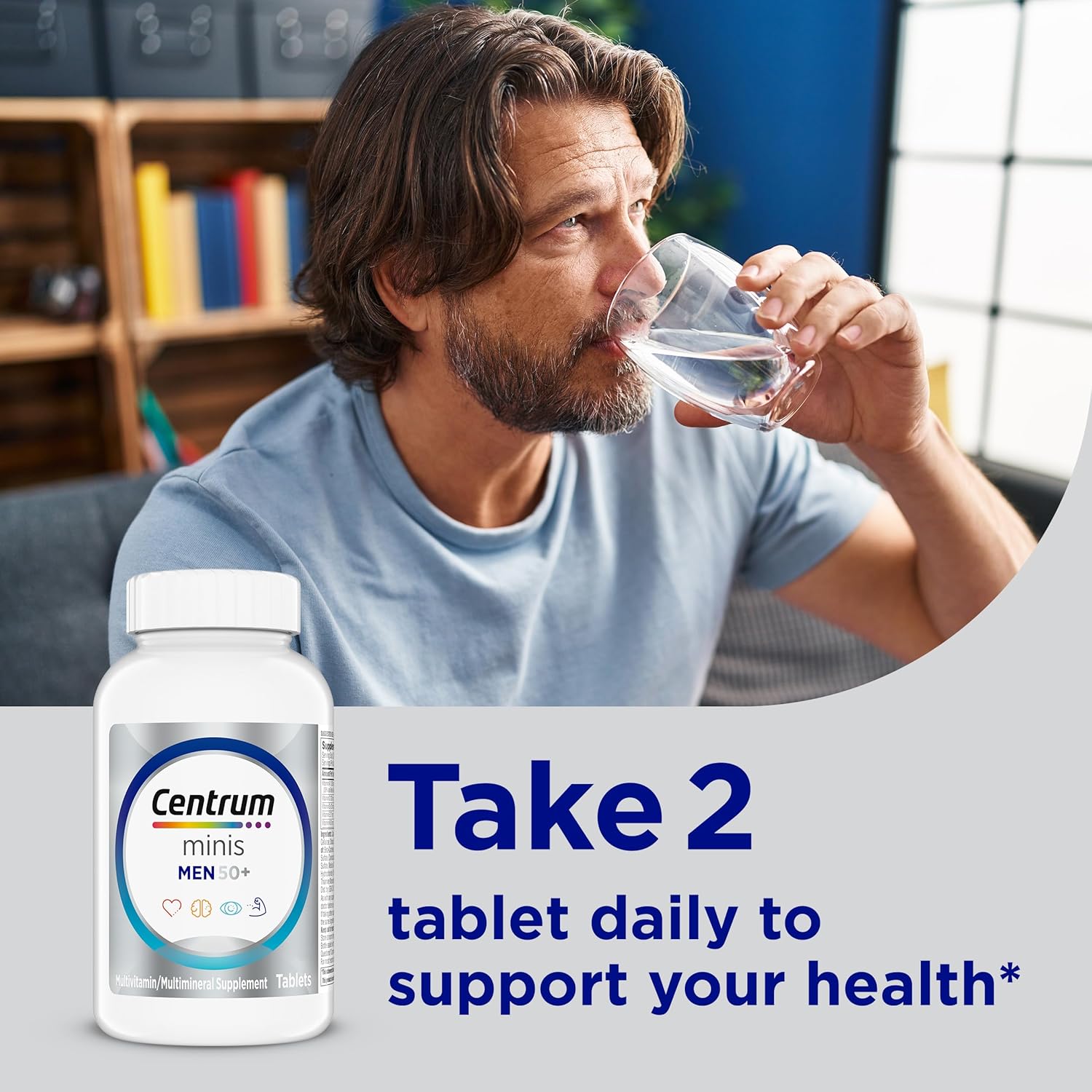 Centrum Minis Silver Multivitamin for Men 50 Plus, Multivitamin/Multimineral Supplement, Vitamin D3, B-Vitamins and Zinc, Non-GMO Ingredients, Supports Memory and Cognition in Older Adults - 280 Ct - Image 7