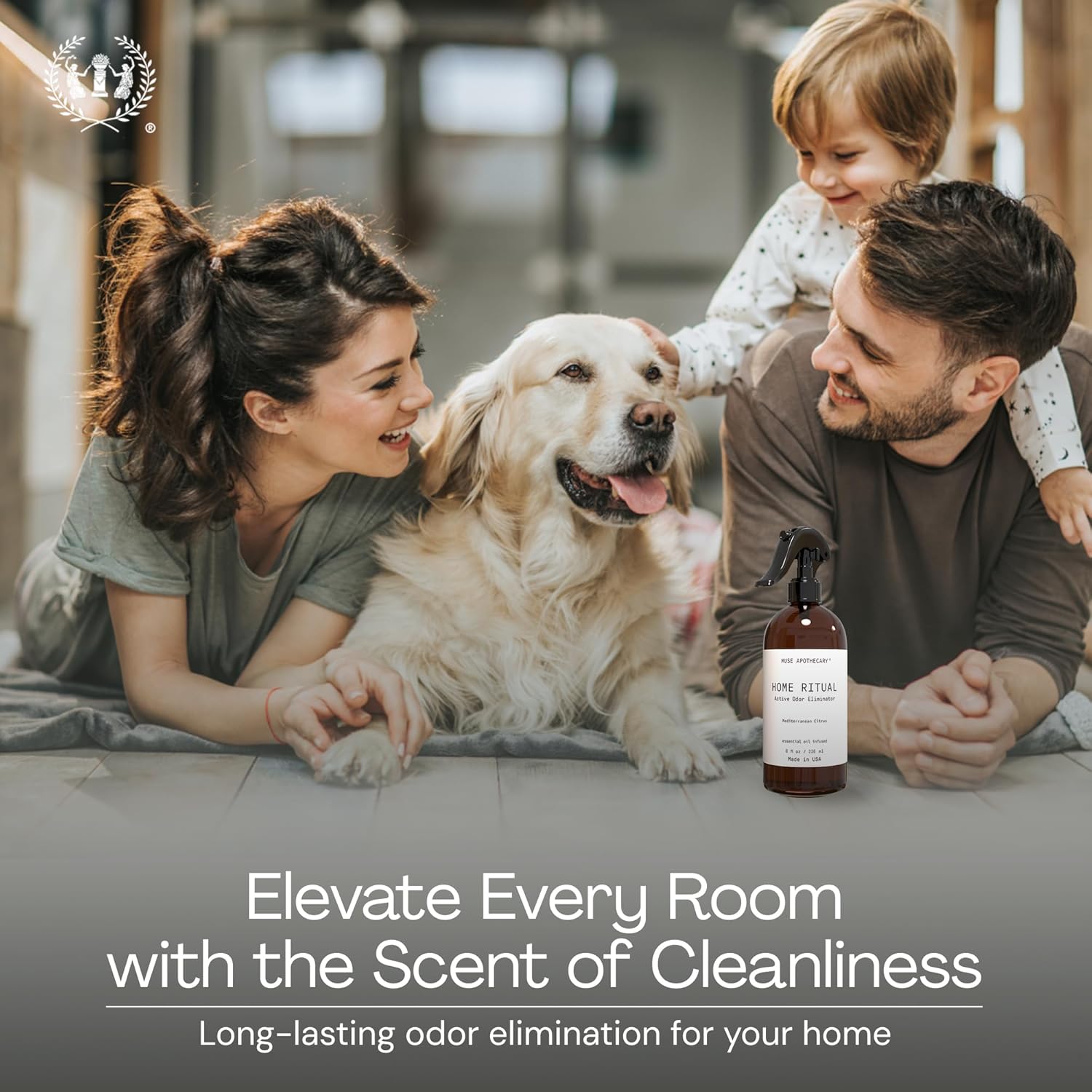 Muse Apothecary Home Ritual Active Odor Eliminator Spray - Furniture Deodorizer Spray & Bathroom Odor Eliminator for Home - Essential Oil Air Freshener - 4oz, Fresh Linen - Image 2