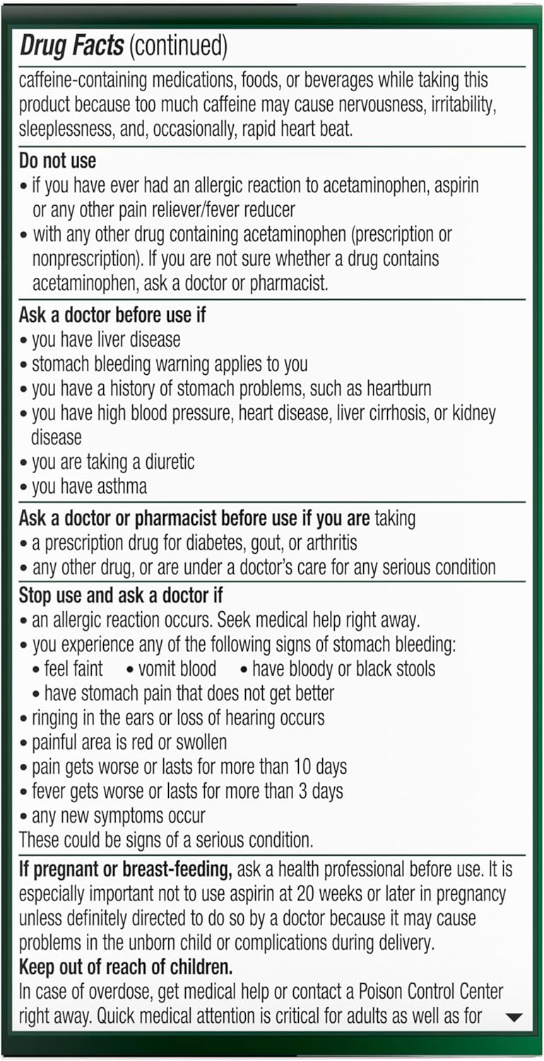 Excedrin Extra Strength Pain Relief Caplets – Headache Relief – 100 Count - Image 12