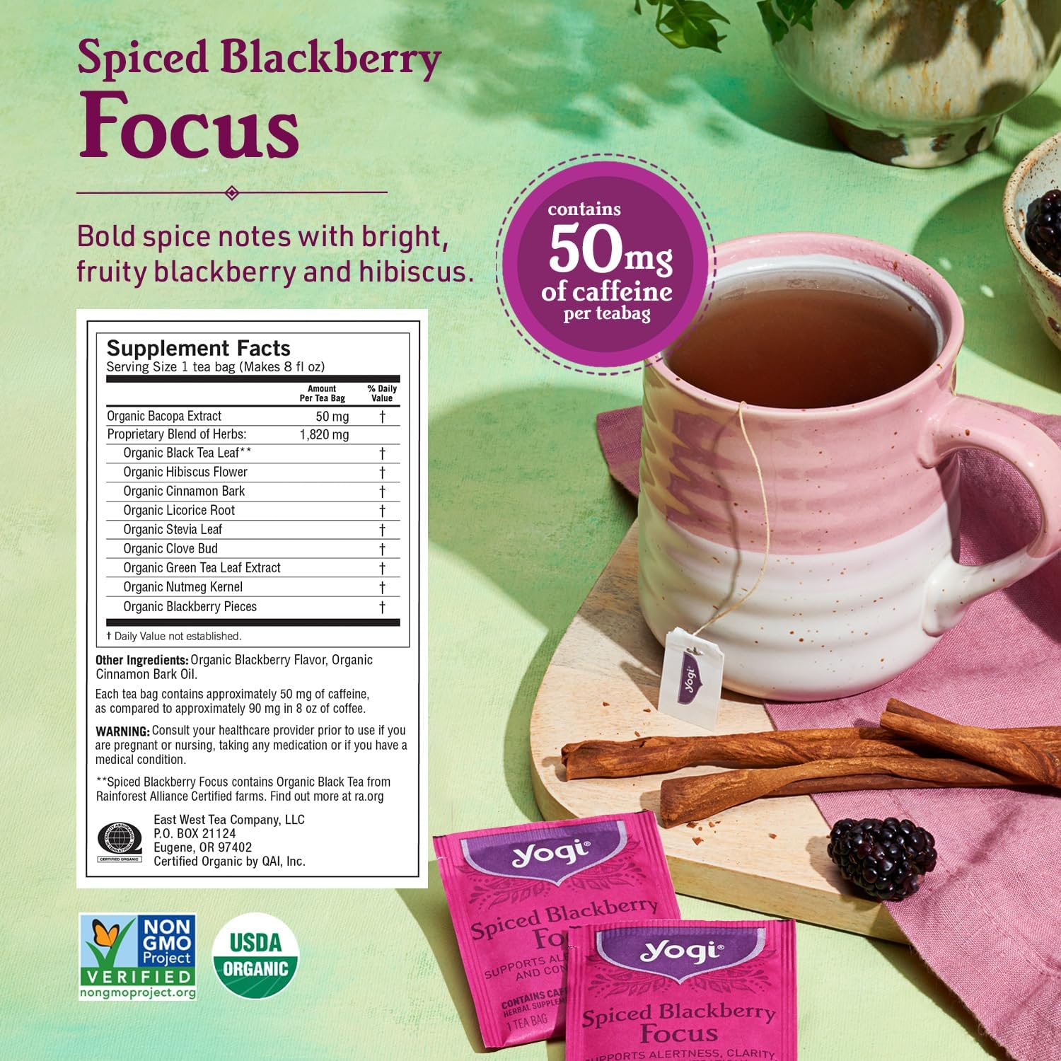 Yogi Tea - Morning Energy Variety Pack (3 Pack) Includes Peach Bergamot Bright Day, Sweet Tangerine Positive Energy, Spiced Blackberry Focus - 48 Organic Tea Bags - Image 5