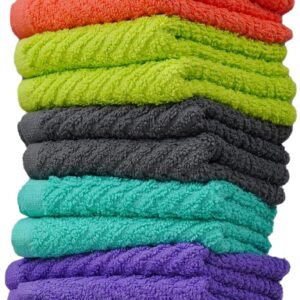 ZUPERIA Zigzag Multicolor Wash Cloths -16 Pack -12″ x 12″- Highly Absorbent Soft Washcloths for Face, Gym Towels, Hotel Spa Quality, Reusable & Multipurpose Wash Cloth Towels