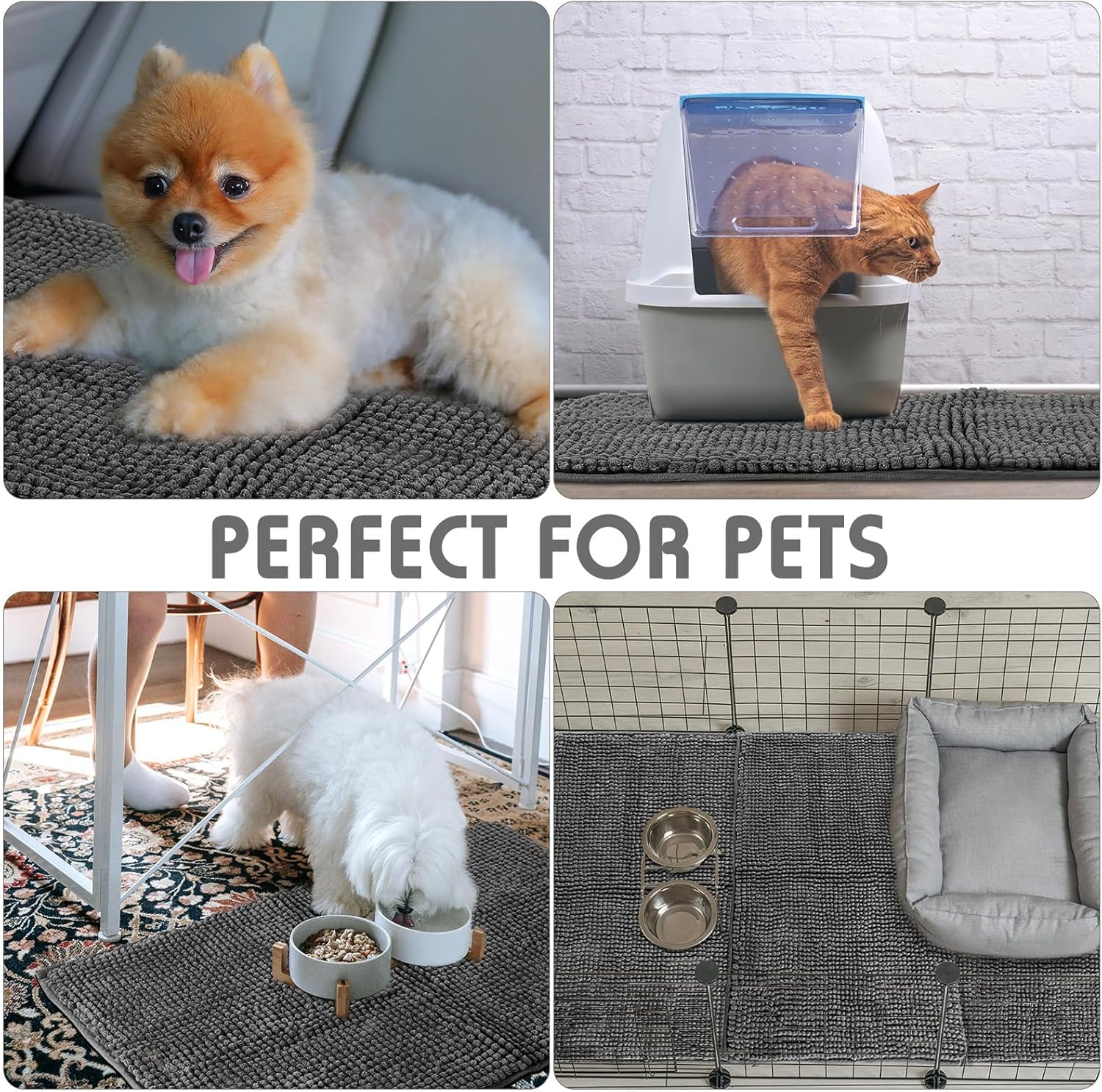 Amylove 4 Pcs Guinea Pig Cage Liner 47 x 24 Inch Washable Chenille Pee Pads Pet Dog Cat Bedding Training Mat Reusable for Small Animals Puppy Bunny Hamster Chinchilla - Image 5