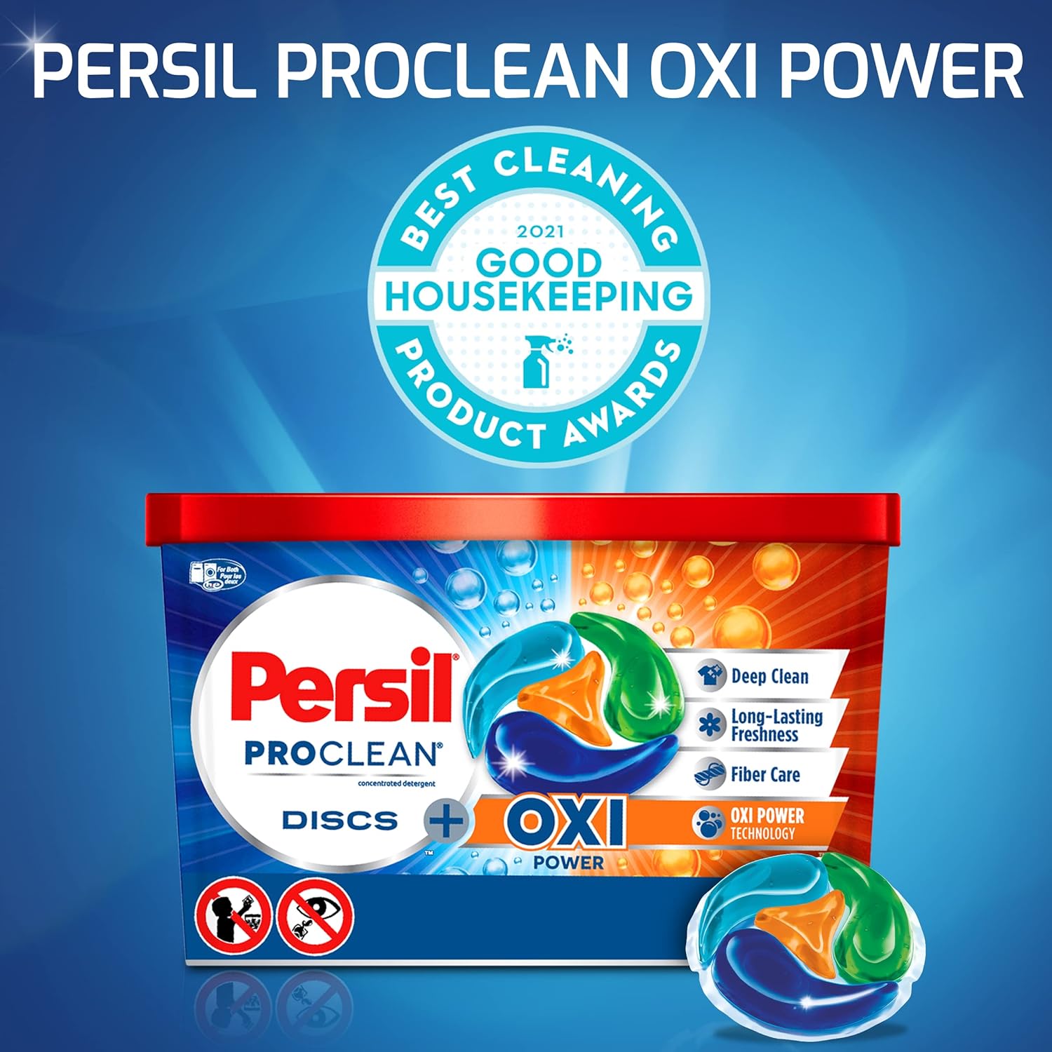Persil ProClean Discs Laundry Detergent Pacs, Oxi, High Efficiency (HE) Compatible, Laundry Soap, 15 Count - Image 5