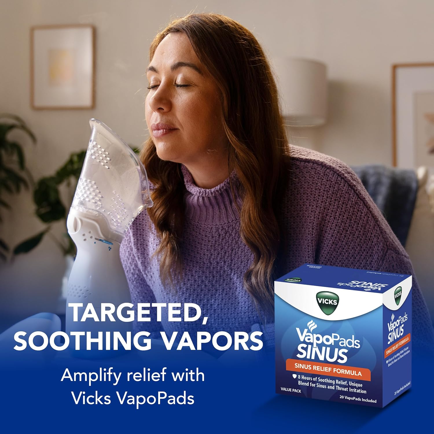 Vicks VapoPads Plus with Sinus Relief Formula - Vapor Pads Refill for Vicks Humidifiers and Steam Inhalers, Scent Pads for Congestion Relief, 20-Pack, Box Color May Vary - Image 4
