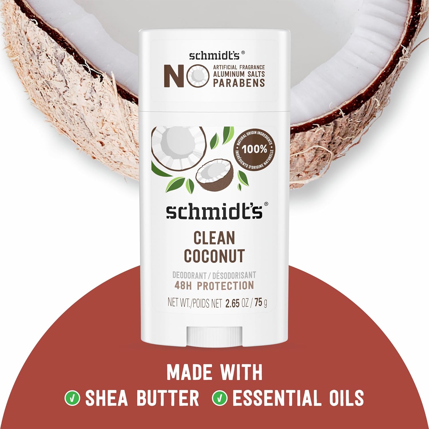 Schmidt's Aluminum-Free Vegan Deodorant Clean Coconut for Women and Men, with 24 Hour Odor Protection, Natural Ingredients, Cruelty-Free, 2.65 oz - Image 4