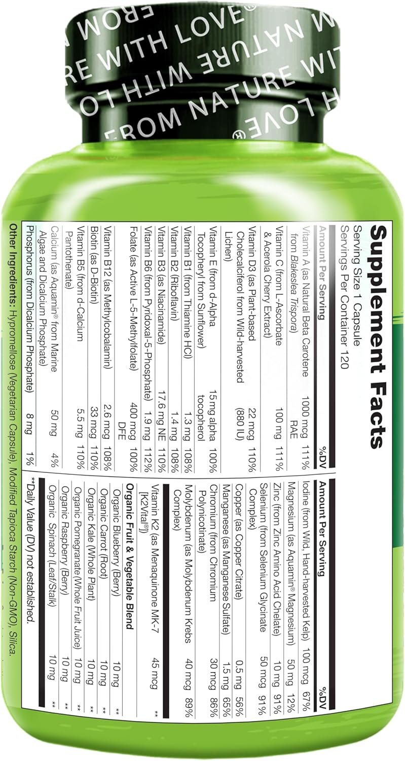 NATURELO Mens Multivitamins - One Daily Multivitamin for Men with Vitamins, Minerals & Organic Whole Foods, Boost Energy & Health, Non-GMO, 120 Vegetarian Capsules - Image 9