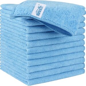 HOMEXCEL Blue Microfiber Cleaning Cloth, 12 Pack Premium Microfiber Towels for Cars, Lint Free, Scratch-Free, Highly Absorbent, Reusable Cleaning Rags for Car, Household, Kitchen, Window,11.5″X11.5″