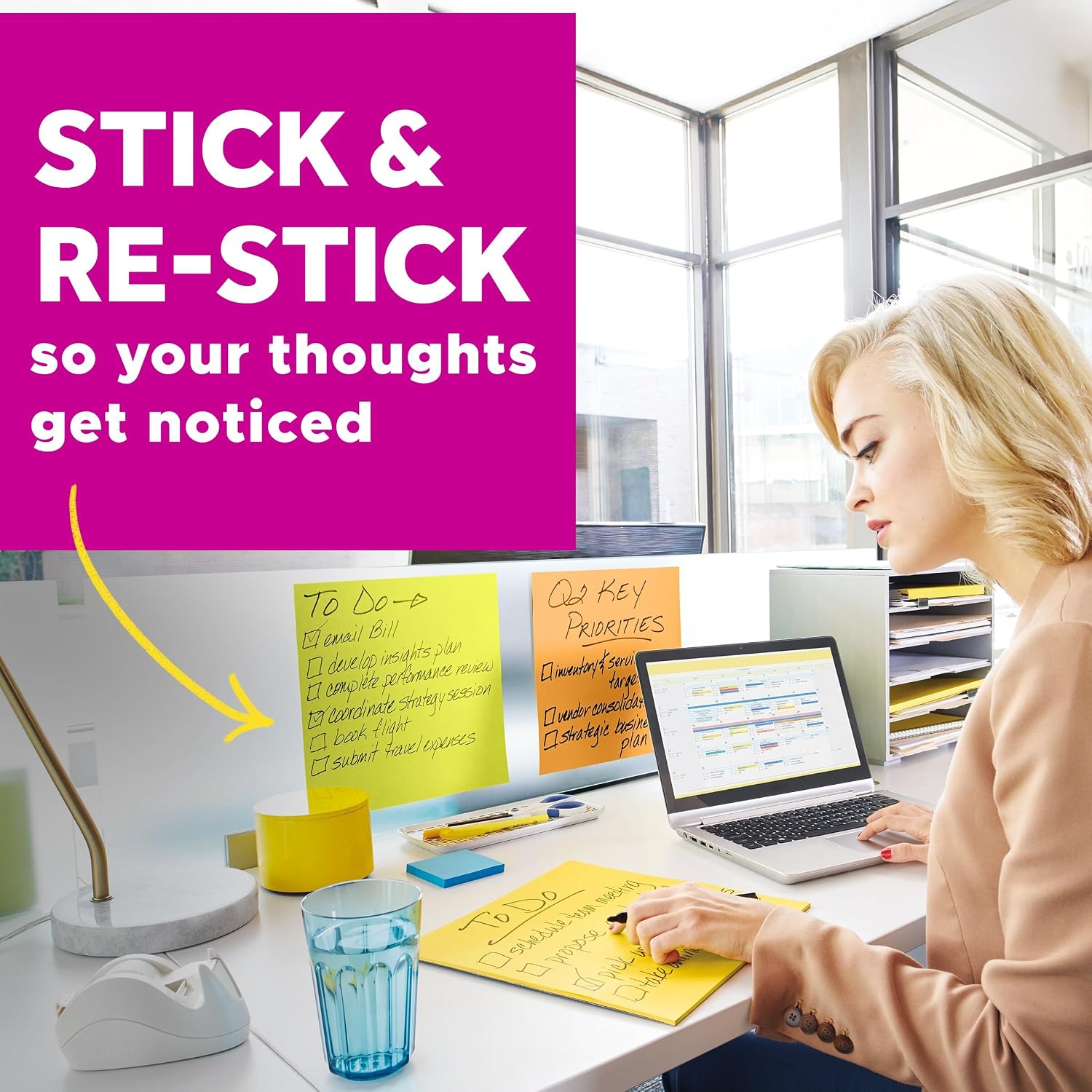 Post-it Super Sticky Big Notes, 6 in. x 6 in., Extra Large Sticky Notes in Pink Salt, 2 Pads, 60 Sheets Total, Great for Vision Boards, Creative Projects, Study Spaces, Group Brainstorming, and More - Image 8