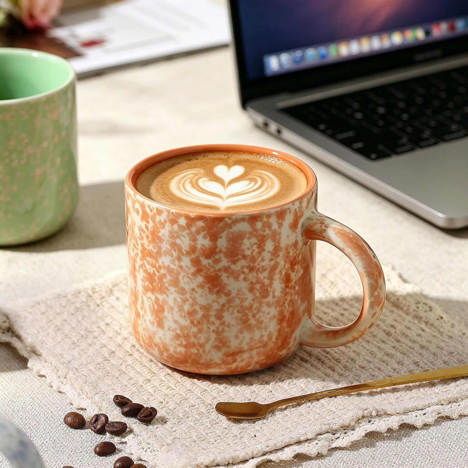 MONITO 12 OZ Coffee Mugs Set of 4, Modern Ceramic Coffee Mugs Set with handle for Tea/Latte/Cappuccino/Milk/Cocoa. - Image 9