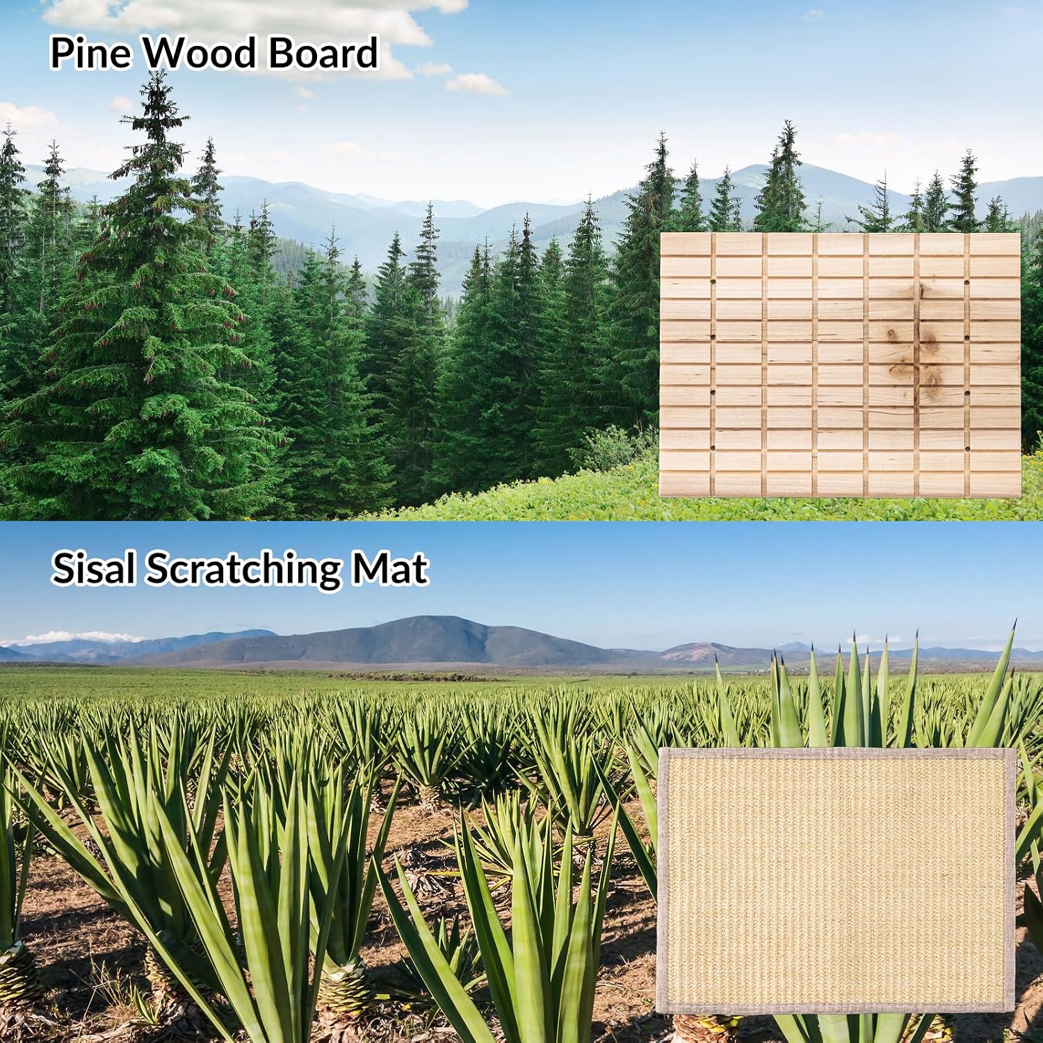 2 PCS, Rabbit Sisal Scratching Mat & Pine Wood Board Set, Indoor Natural Bunny Scratching Pad Toys, Bunny Bed and Bedding, for Claw Grinding & Boredom Relief, for Guinea Pigs, Chinchillas, Hamsters - Image 4