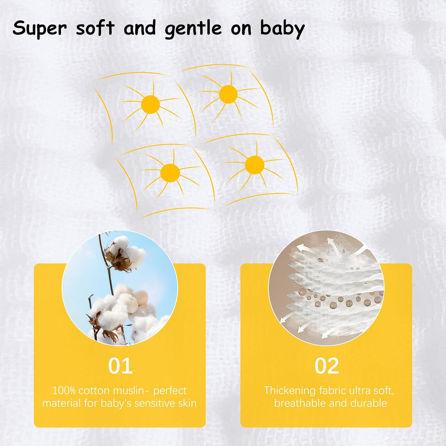 Lovely Care 12 Pack Muslin Burp Cloths 100% Cotton Muslin Cloths Large 20''x10'' Extra Soft and Absorbent Baby Burping Cloth - White - Image 5