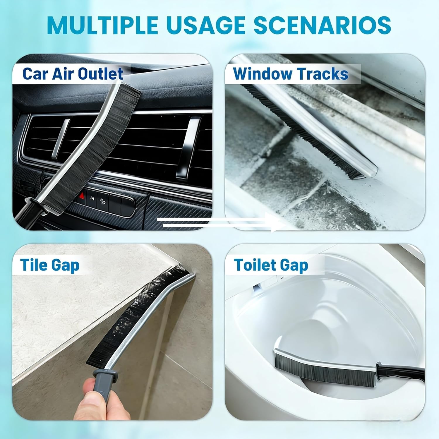 15Pcs Crevice Cleaning Brush Set, Hard Bristle Scrub Brushes Tools for Deep Cleaning Gap,Window Groove Cleaning Brush for Sliding Door Sill Tile Lines Shutter Corner Sink Teapot Bottle (1 Set) - Image 3