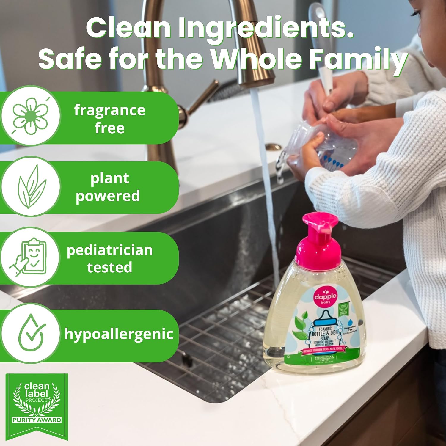 Dapple Baby Fragrance-Free Foaming Baby Bottle & Dish Soap - 13 fl oz - Cleans Bottles, Sippy Cups, Pacifiers, Breast Pumps, & More - Gently Removes Milk Film & Odors - Fragrance Free - Image 6