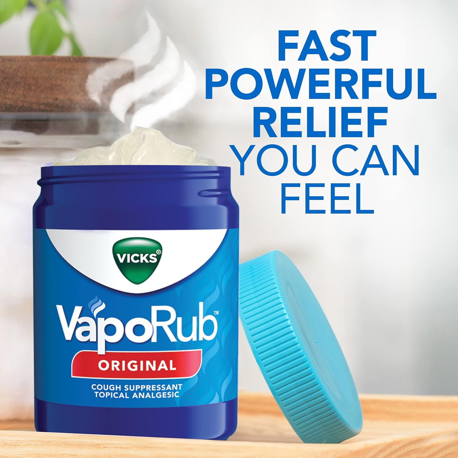 Vicks VapoRub, Original, Cough Suppressant, Topical Chest Rub & Analgesic Ointment, Medicated Vicks Vapors, Relief from Cough Due to Cold, Aches & Pains, 1.76oz - Image 8