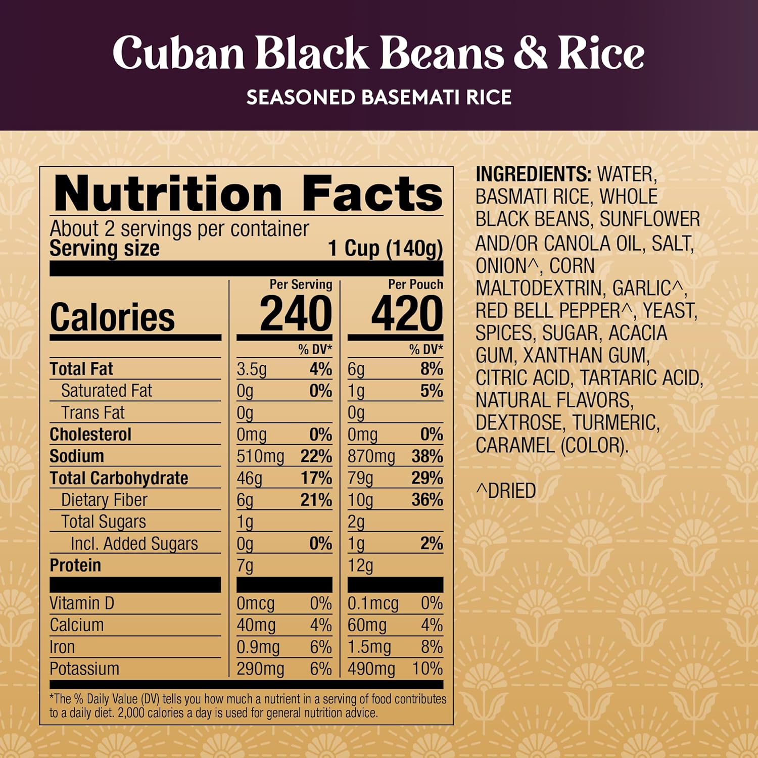 Royal Cuban Black Beans & Basmati Rice - Ready to Heat Rice - 8.5 oz Microwavable Pouch (Pack of 6) - Image 3