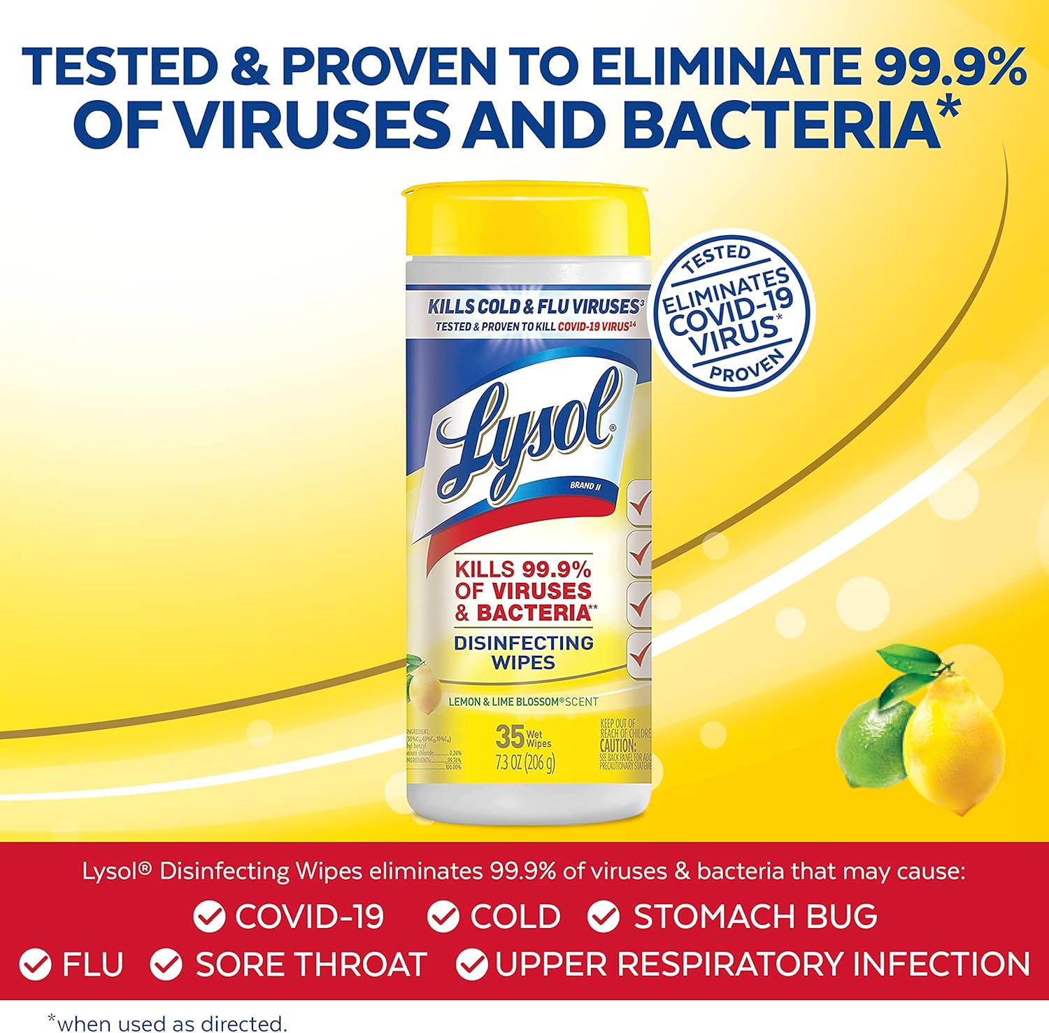 Lysol Disinfectant Wipes, Multi-Surface Antibacterial Cleaning Wipes, Dorm Room Essentials For Disinfecting and Cleaning, Lemon and Lime Blossom, 35 Count (Pack of 3) - Image 3