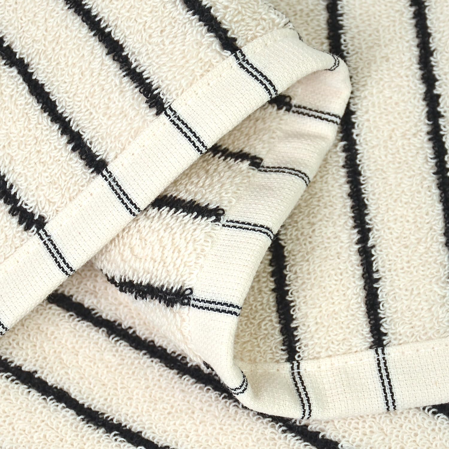 Jacquotha Striped Cotton Washcloths 4 Pack, 13” x 13” - Soft Wash Cloths for Bathroom, Kitchen, Gym, Face, Black and Cream - Image 6
