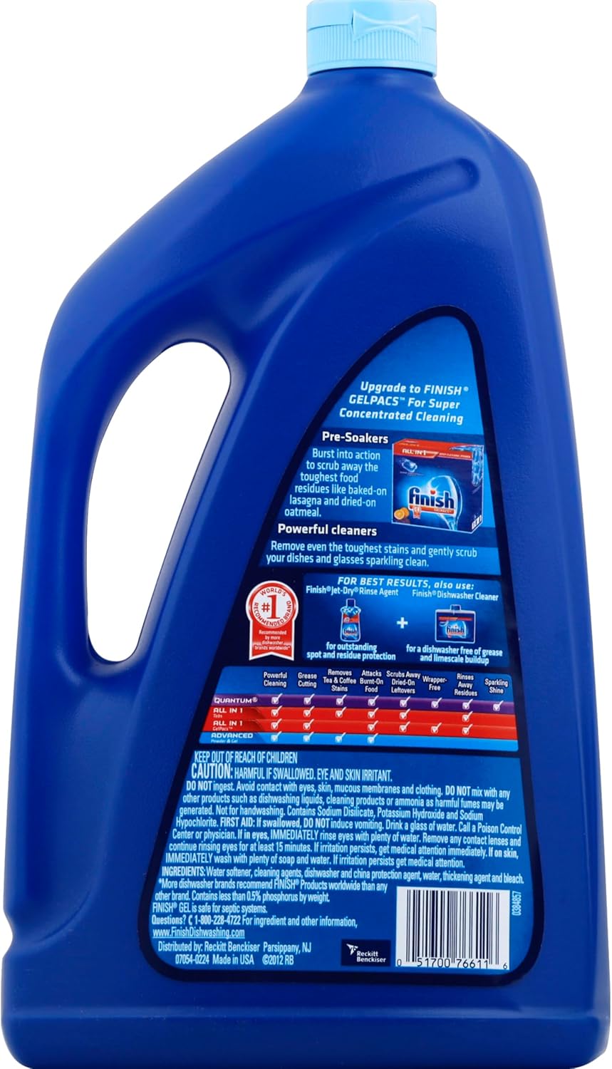 Finish Gel Liquid Dishwasher Detergent, Advanced Deep Cleaning Power Dish Soap, Fights Tough Stains, Dishwasher Soap, Septic Safe & Plastic-Free Dish Detergent, Orange Scent, 75oz - Image 10