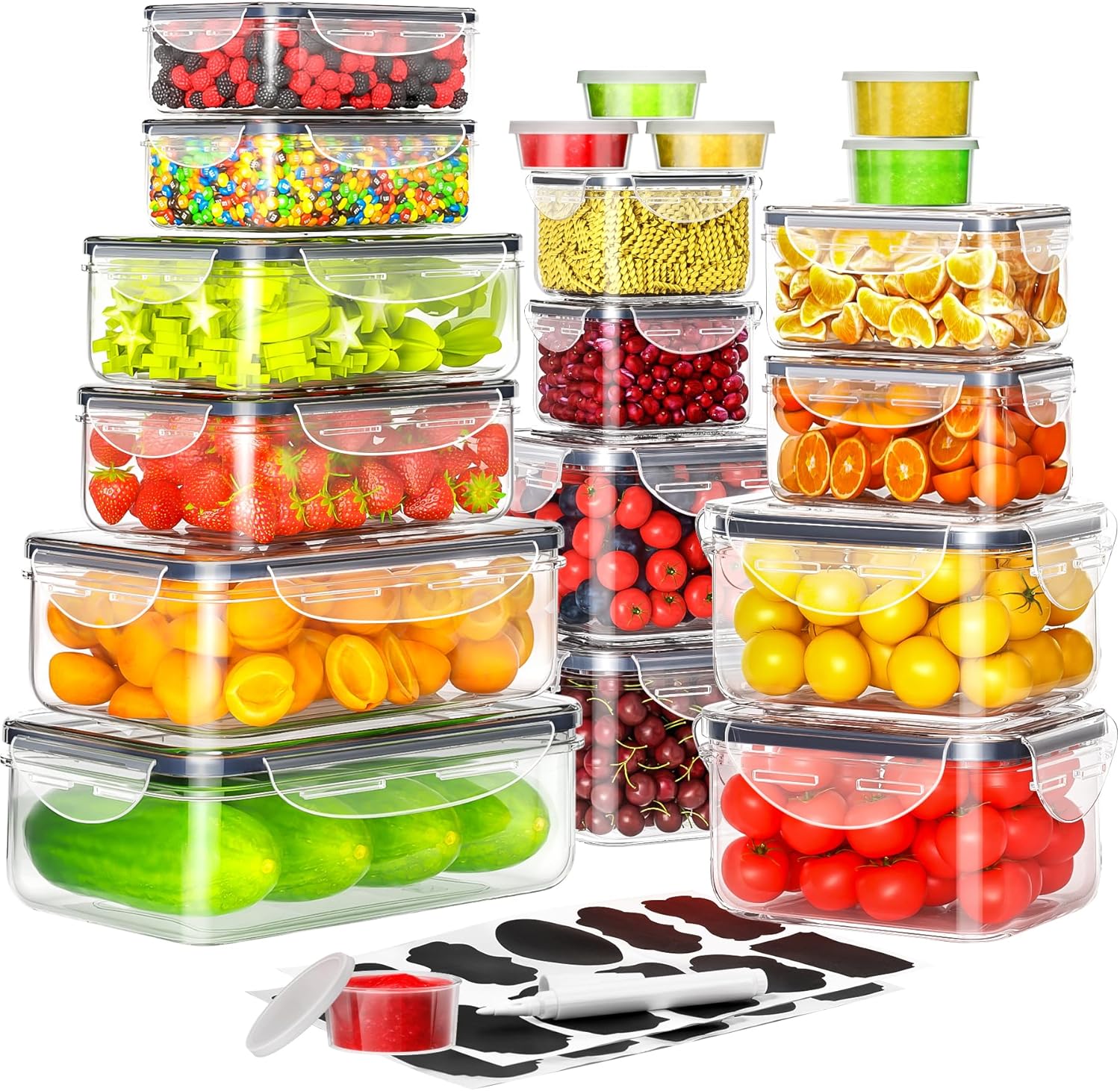40 PCS Food Storage Containers with Lids Airtight (20 Containers & 20 Lids), Plastic Storage Meal Prep Container-Stackable 100% Leakproof & Microwave Organization and Storage Sets, Lunch Containers - Image 2