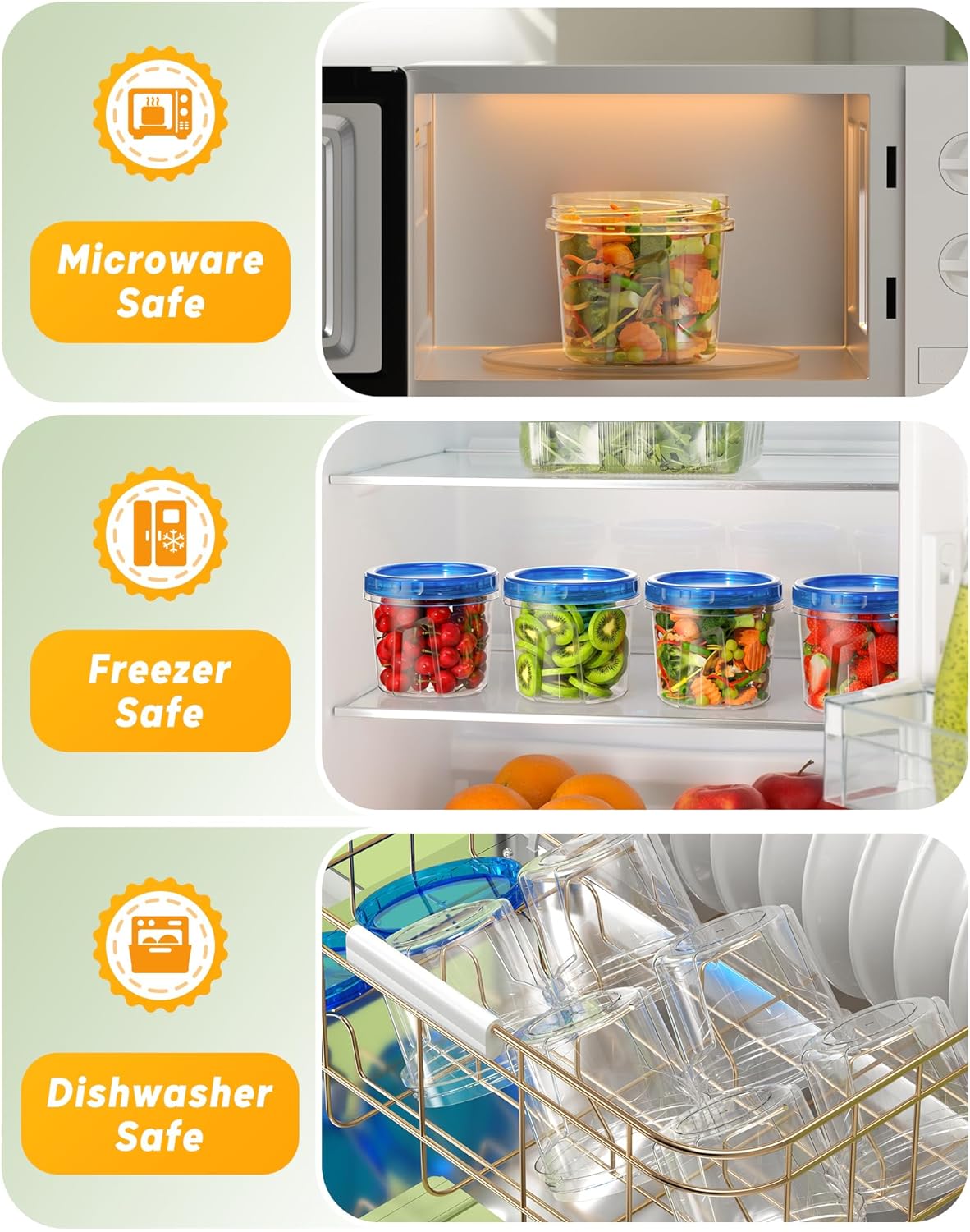 BiuLeon 6 Pack-24 oz Freezer Storage Containers, Plastic Food Storage Containers with Twist Top Lids, BPA Free and Reusable Soup Containers with Lids, Leakproof/Microwave/Dishwasher Safe - Image 5
