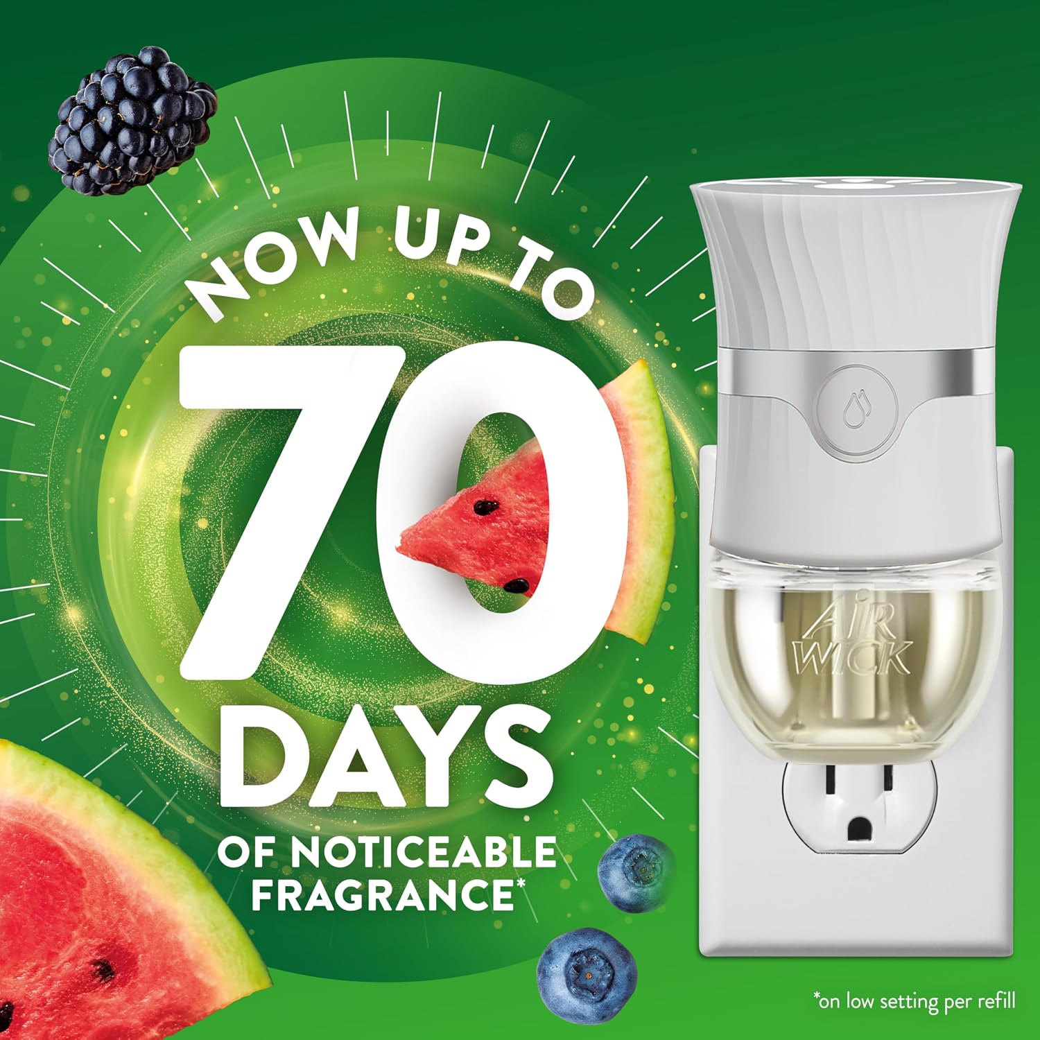 Air Wick Plug-In Scented Oil Refills, 4 Count, Fresh Watermelon & Berries, Air Freshener, Essential Oils - Image 2