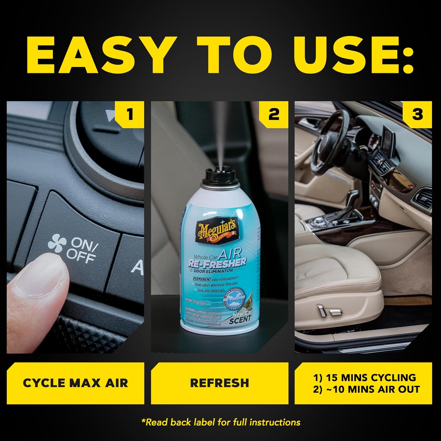 Meguiar’s Whole Car Air Refresher Odor Eliminator, Summer Breeze, 2 Oz— Car Air Freshener For Commuters, Detailers; Mist Refreshes Cabin For Sedan, Suv, Truck, Van - Image 6
