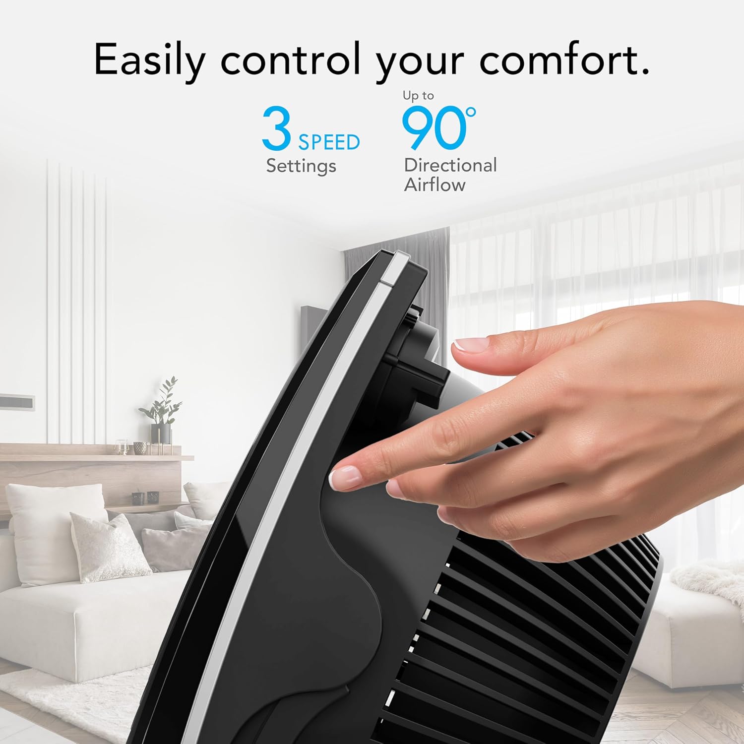 Vornado 673T Whole Room Air Circulator Fan, 3 Speed Settings, 90 Degree Pivoting Head, Deep Pitched Blades, Vortex Action Technology, Black Electric Fan for Bedroom, Office, Home - Image 6