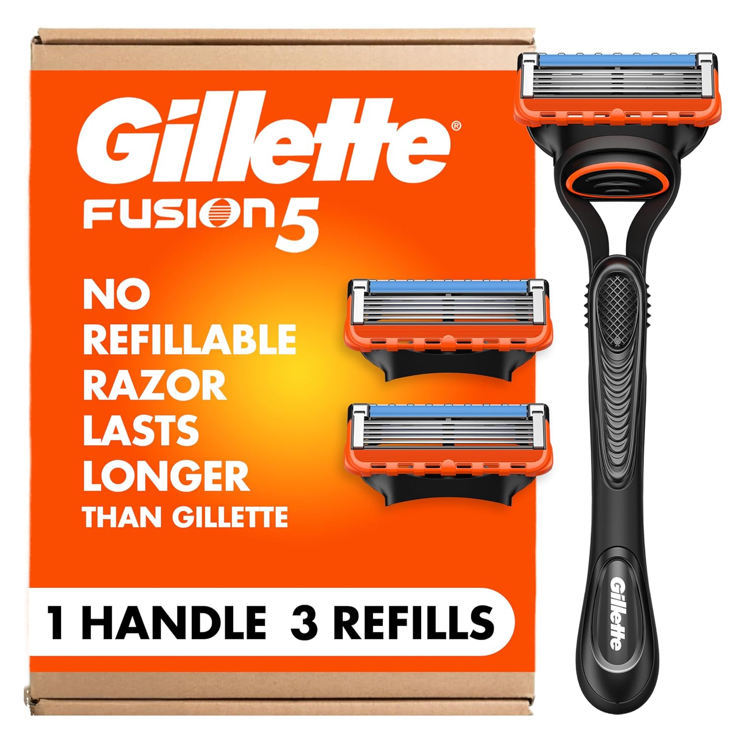Gillette Fusion5 Razor for Men, 5-Blade, 1 Razor Handle, 3 Blade Refills - Image 2