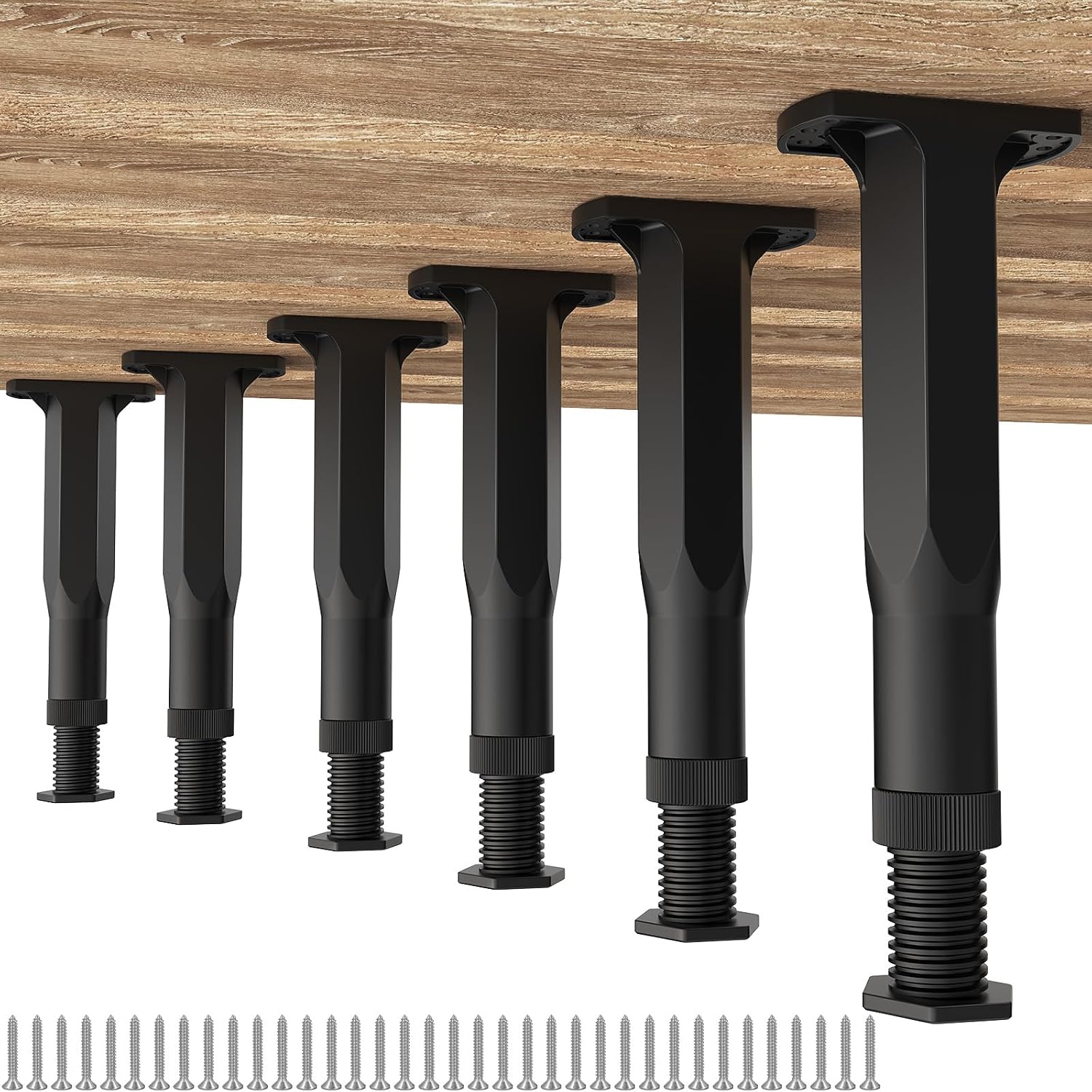 Replacement Bed Slats Support Legs, Adjustable Height 8.3-14.5 Inch Bed Center Support Leg for Queen King Beds, Adjustable Sofa Furniture Legs, Heavy Duty Furniture Risers, 6 Pack - Image 2