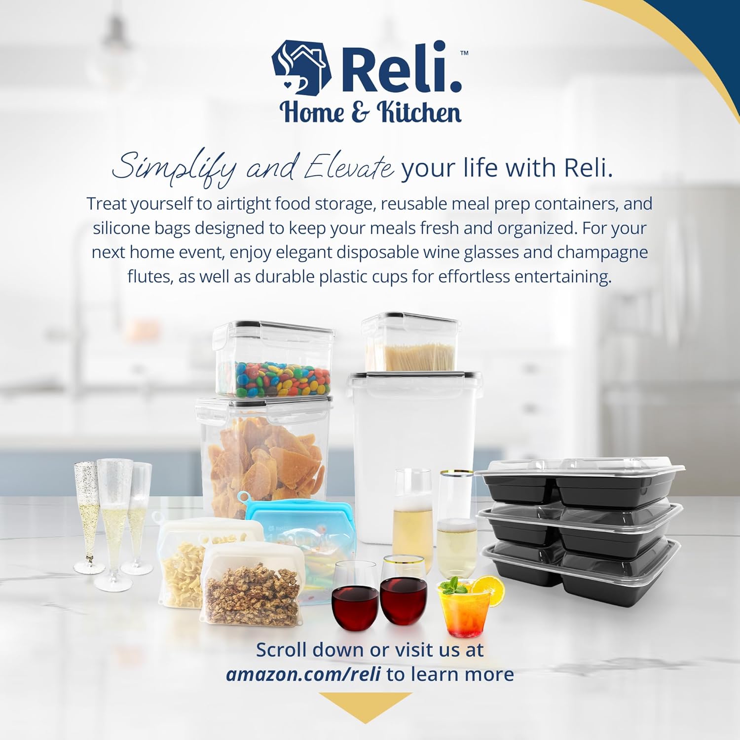 Reli. 8.5L Airtight Food Storage Containers with Lids (2 Sets) Kitchen Organizers and Storage Containers, Pantry Organizers | BPA Free Plastic XXL Set w/ 2 Measuring Cups, 6 Labels, Pen - Image 9