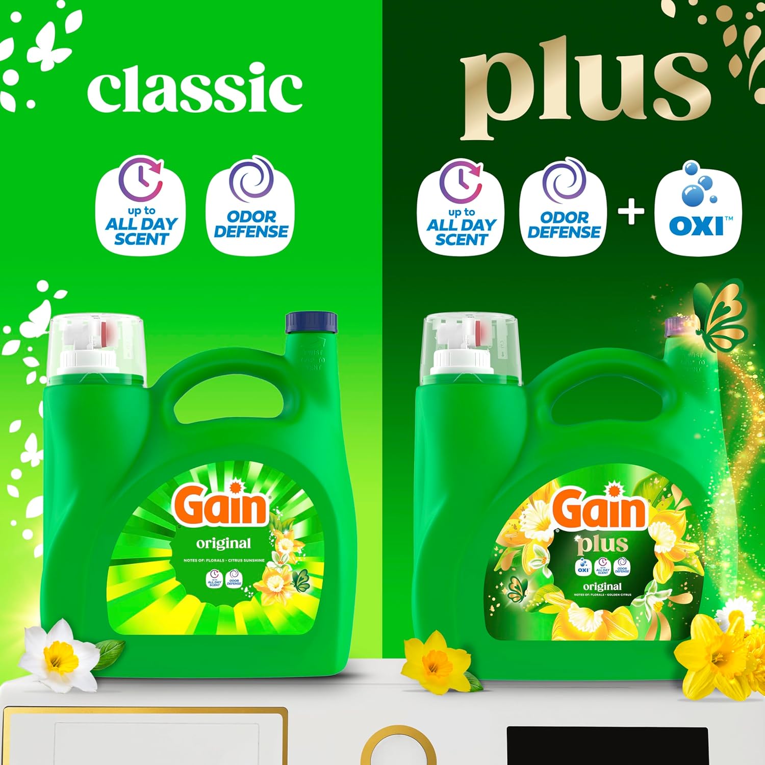 Gain Plus Liquid Laundry Detergent, Cleaner, Fresher, Now with Oxi, Original Scent, 170 fl oz, 129 Loads - Image 3