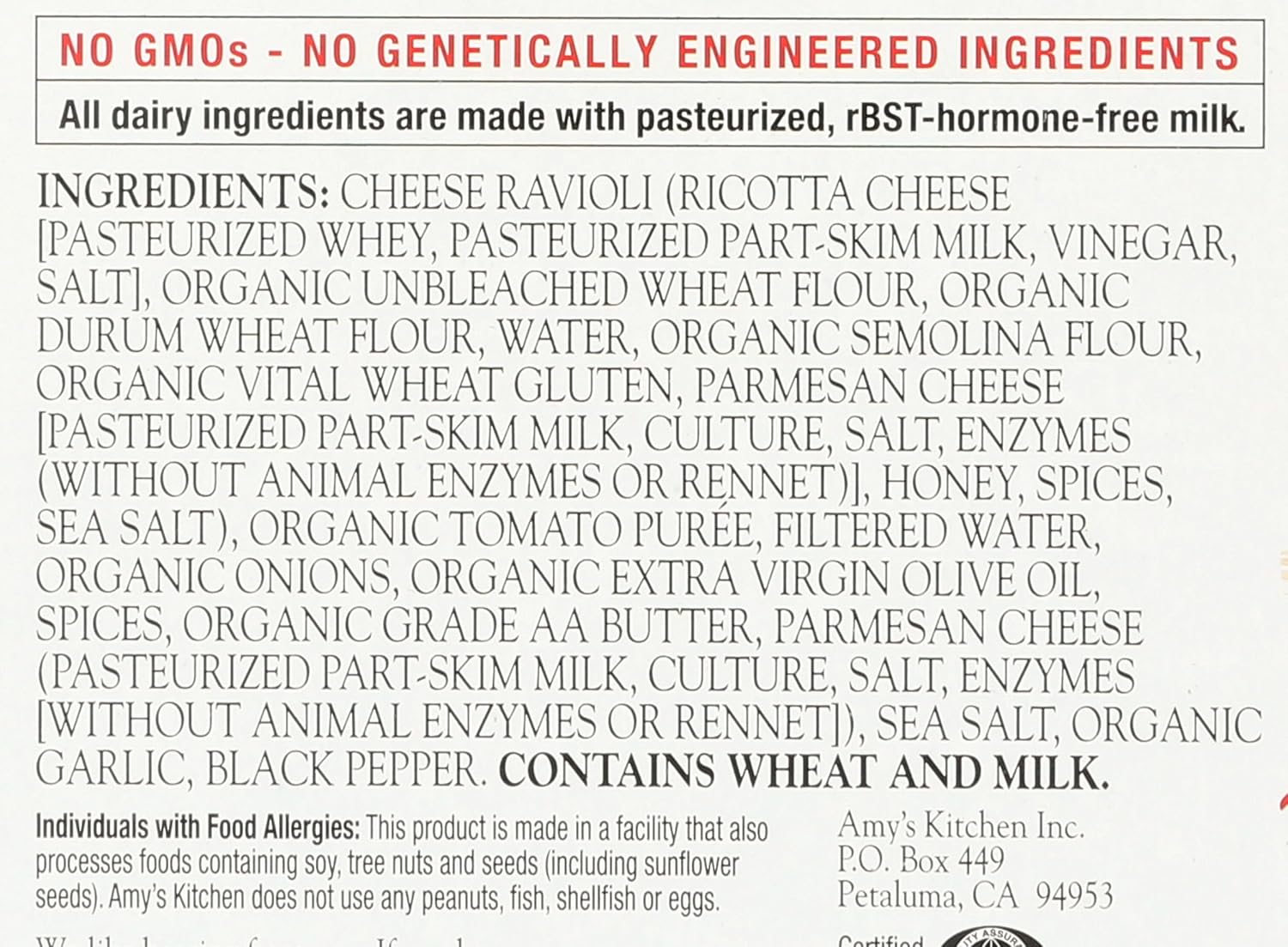 Amy's Frozen Meals, Pasta Bowl, Cheese Ravioli with Tomato Sauce, 9.5 oz. - Image 2