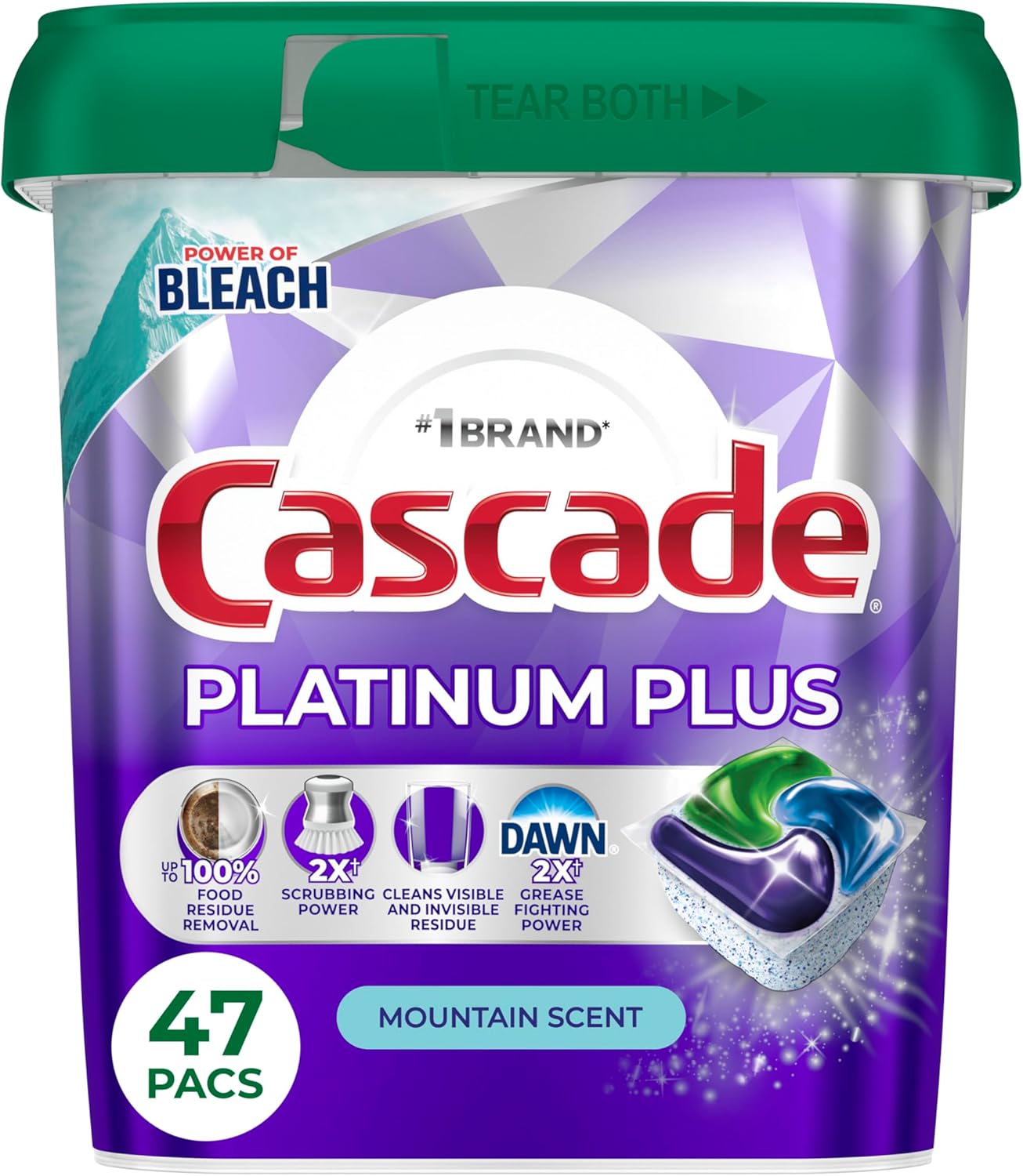 Cascade Platinum Plus Dishwasher Pods, Dishwasher Detergent, Dish Detergent Soap, Mountain, 47 Count - Image 2