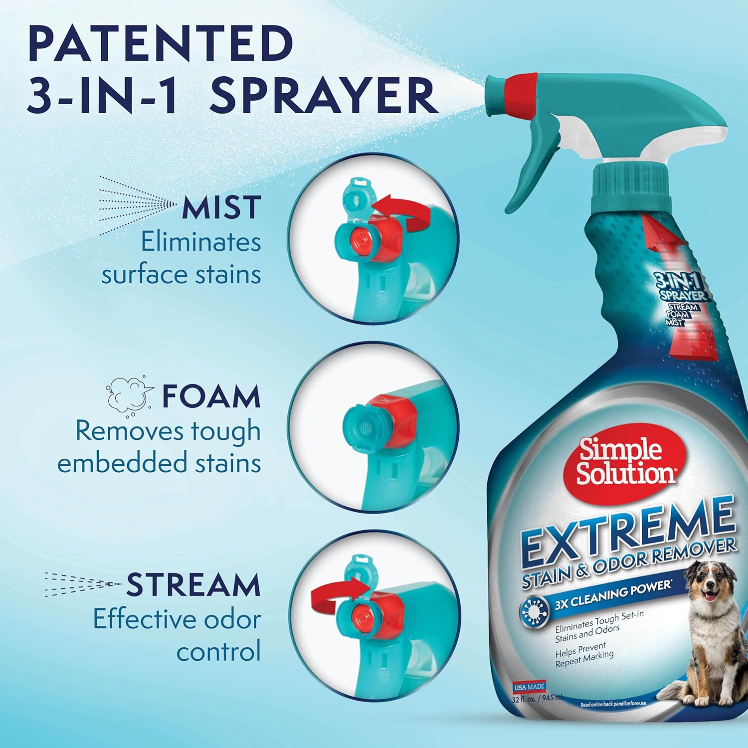Simple Solution Extreme Pet Stain and Odor Eliminator Spray, Enzymatic Cleaner With 3X Pro-Bacteria Cleaning Power for Dogs & Cats, Strong Urine, Pee and Poop Smell Remover for Carpets & Floors, 32 oz - Image 6