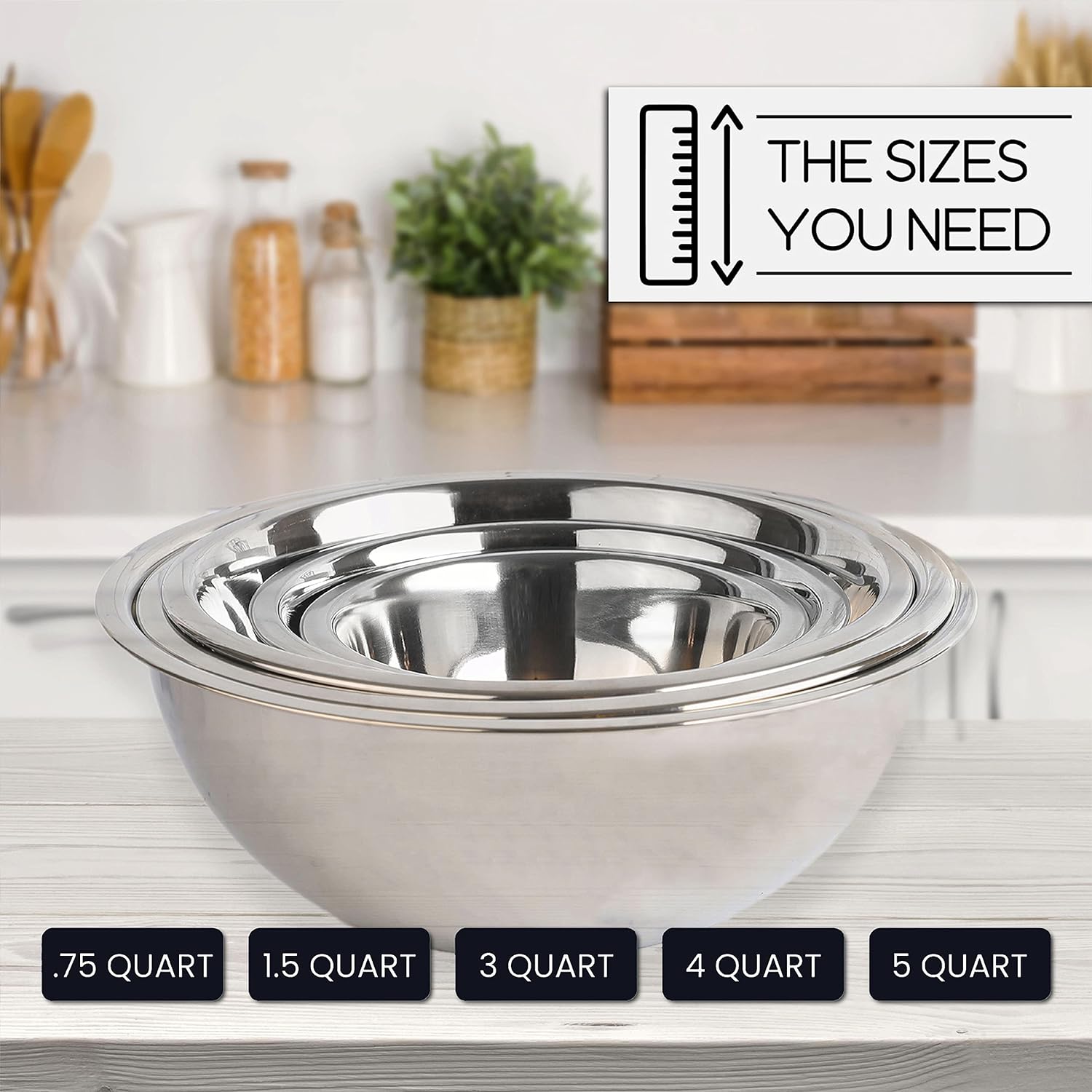 WHYSKO Meal Prep Stainless Steel Mixing Bowl (5-Piece Set) Home, Refrigerator, and Kitchen Food Storage Organizers | Ecofriendly, Heavy Duty, No Lids - Image 7