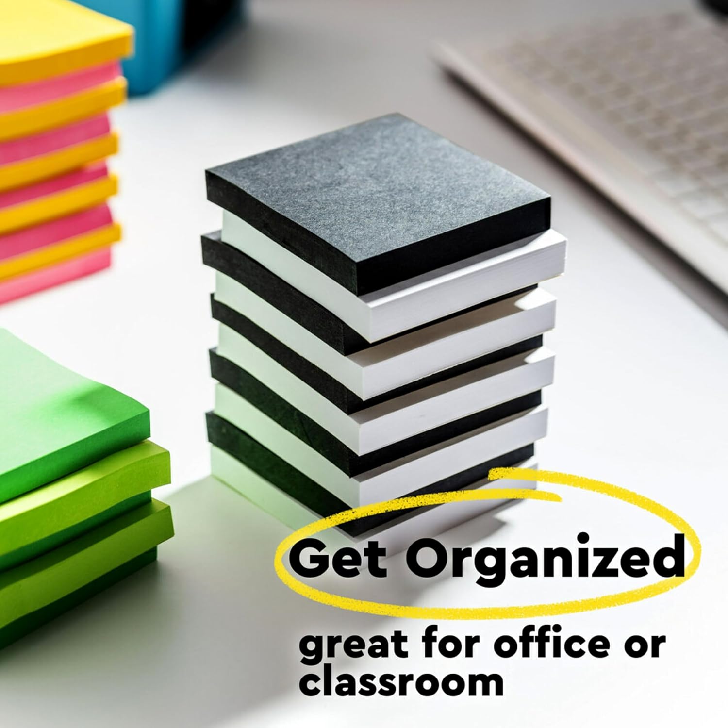 Post-it Super Sticky Notes, 3 in x 3 in, 5 Pads, 2X The Sticking Power, Black, Recyclable (654-5SSSC) - Image 5