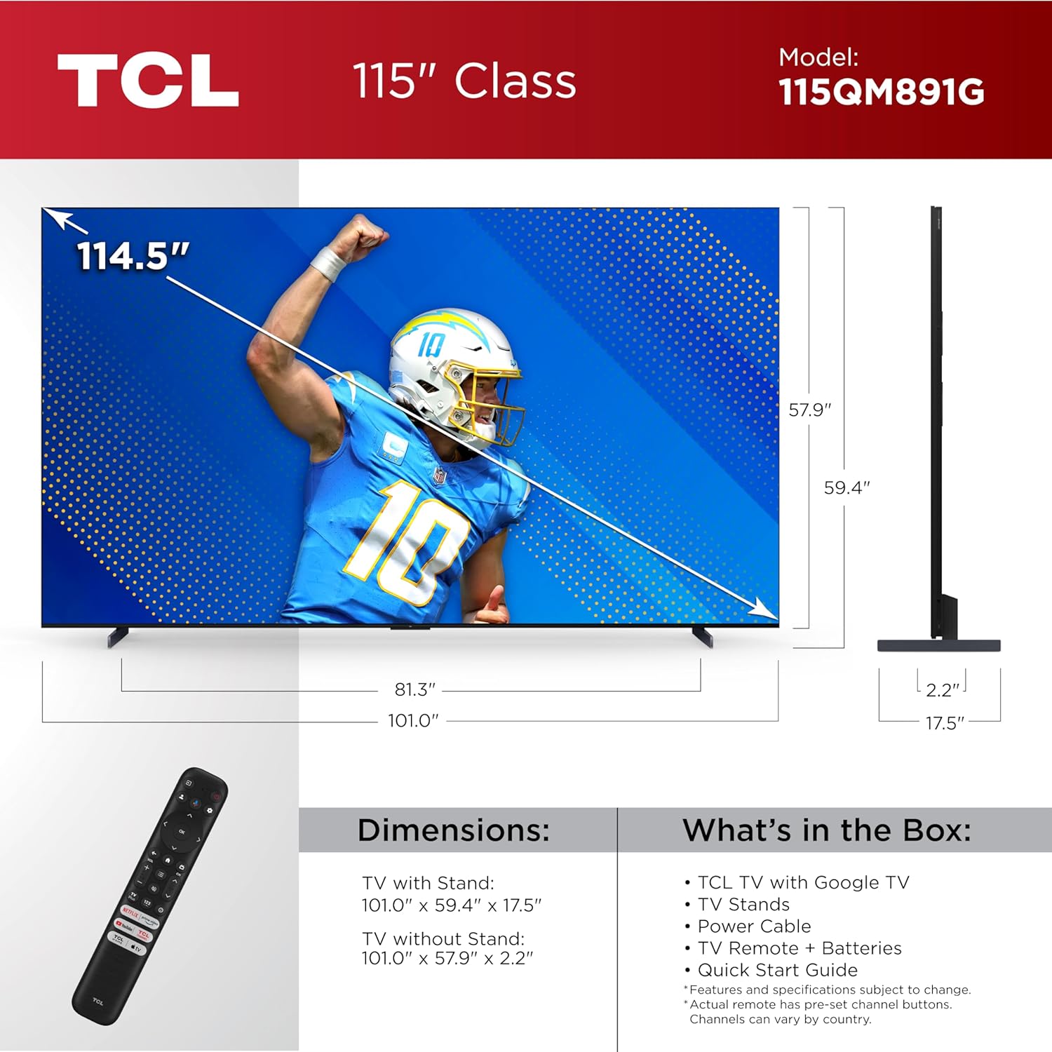 TCL 115-Inch QM89 QLED 4K Smart QD-Mini LED TV with Google TV (115QM891G, 2024 Model) Dolby Vision HDR, Dolby Atmos, Game Accelerator up to 240Hz, Voice Remote, Works with Alexa, Streaming Television - Image 4