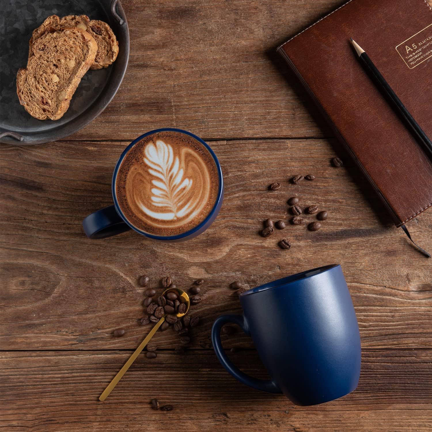 AmorArc 16oz Coffee Mugs Set of 6, Large Ceramic Coffee Mugs for Men, Women, Dad, Mom, Modern Coffee Mugs With Handle For Tea,Latte,Cappuccino,Cocoa. Dishwasher&Microwave Safe, Matte Blue - Image 6