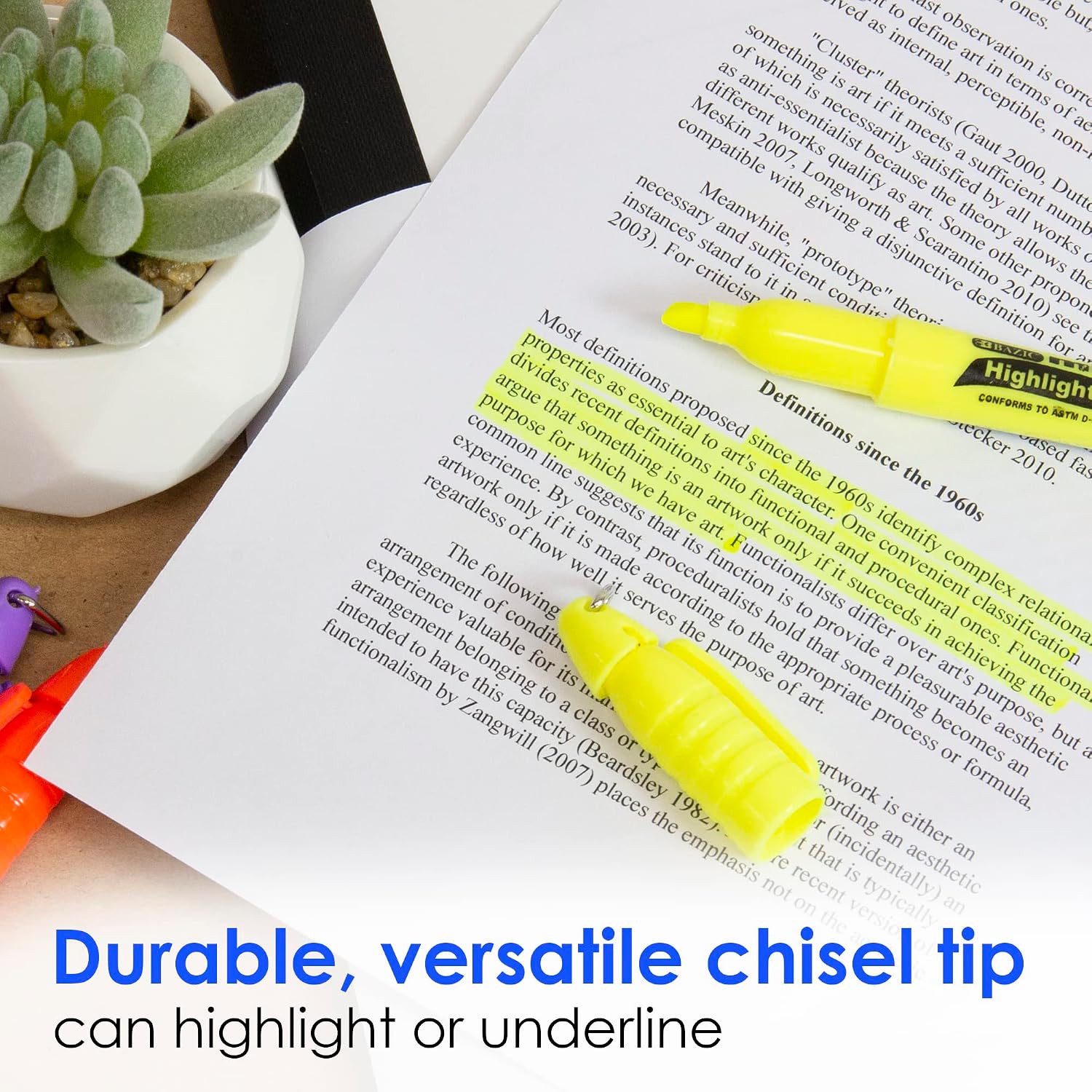 BAZIC PRODUCTS Mini Fluorescent Highlighters with Cap Clip, 5 Count, for Study School Office, Quick Dry - Image 8