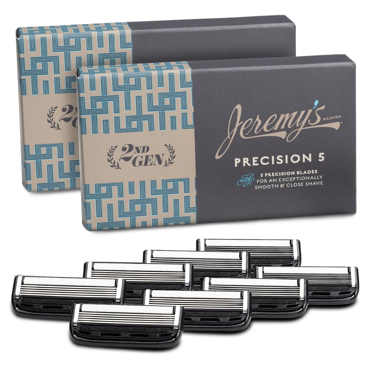 Jeremy's Razors for Men - Precision 5 Razor Blade Refills - 8 Cartridges (Fits All 2nd Gen Jeremy's Handles) - Precision Trimmer, Stainless Steel Design, Lubricating Strip - Men's Shaving Blades - Image 2