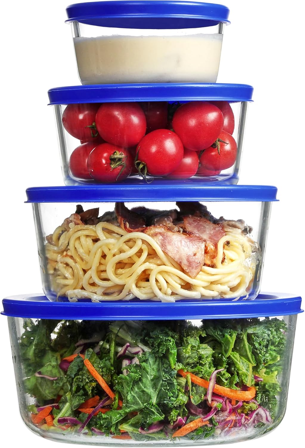 Vtopmart 4 Pack Glass Bowls with Lids (1, 2, 4, 7 Cup), Food Storage Containers, Meal Prep and Leftovers Keeper, Lunch Container, Microwave, Dishwasher & Freezer Safe - Image 2