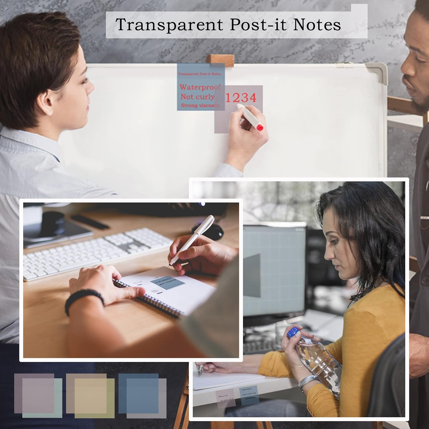YOUDEFUL 800Pcs Transparent Sticky Notes, 3"x3" Clear Sticky Notes, Waterproof Translucent Sticky Note Pads for Books Annotation, Clear Post it Notes for Bible Study, School, Office(Morandi) - Image 7