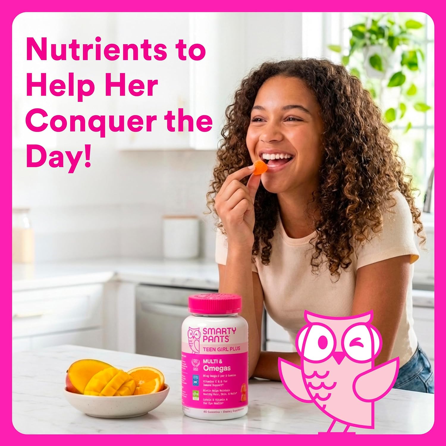 SmartyPants Teen Girl Multivitamin Gummies, Omega 3 (DHA/EPA), Vitamin C, D3, B12, Vitamin A, K & Zinc, Biotin to Support Hair, Skin & Nails, Gluten Free, 60 Count (30 Day Supply) - Image 8