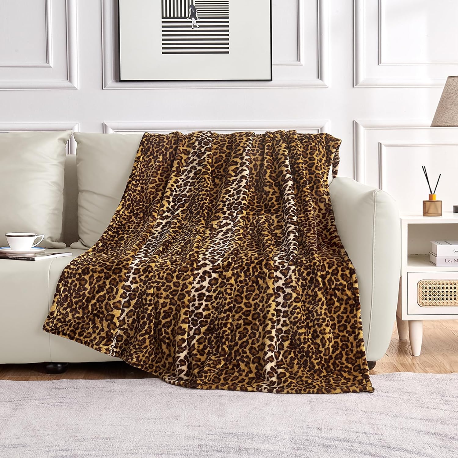 Edenleaf Leopard Print Blanket Fleece Throw for Bed Sofa Travel and Camping, Super Soft Cozy Fluffy Plush Cheetah Print Blanket for All Seasons 50"x60" (Dark Brown) - Image 5