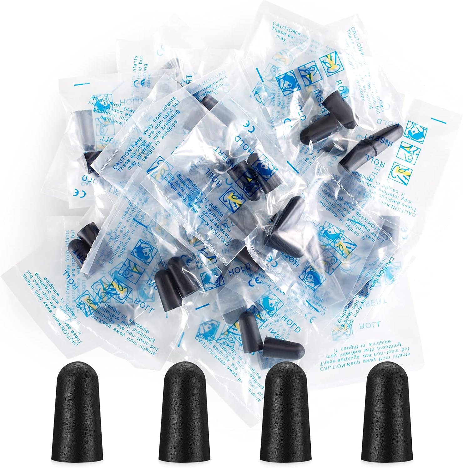 100 Pairs Black Foam Ear Plugs - 33dB NRR Noise Cancelling, Durable & Comfortable, Individually Wrapped for Work, Construction, Shooting, Travel, Loud Events - Image 2