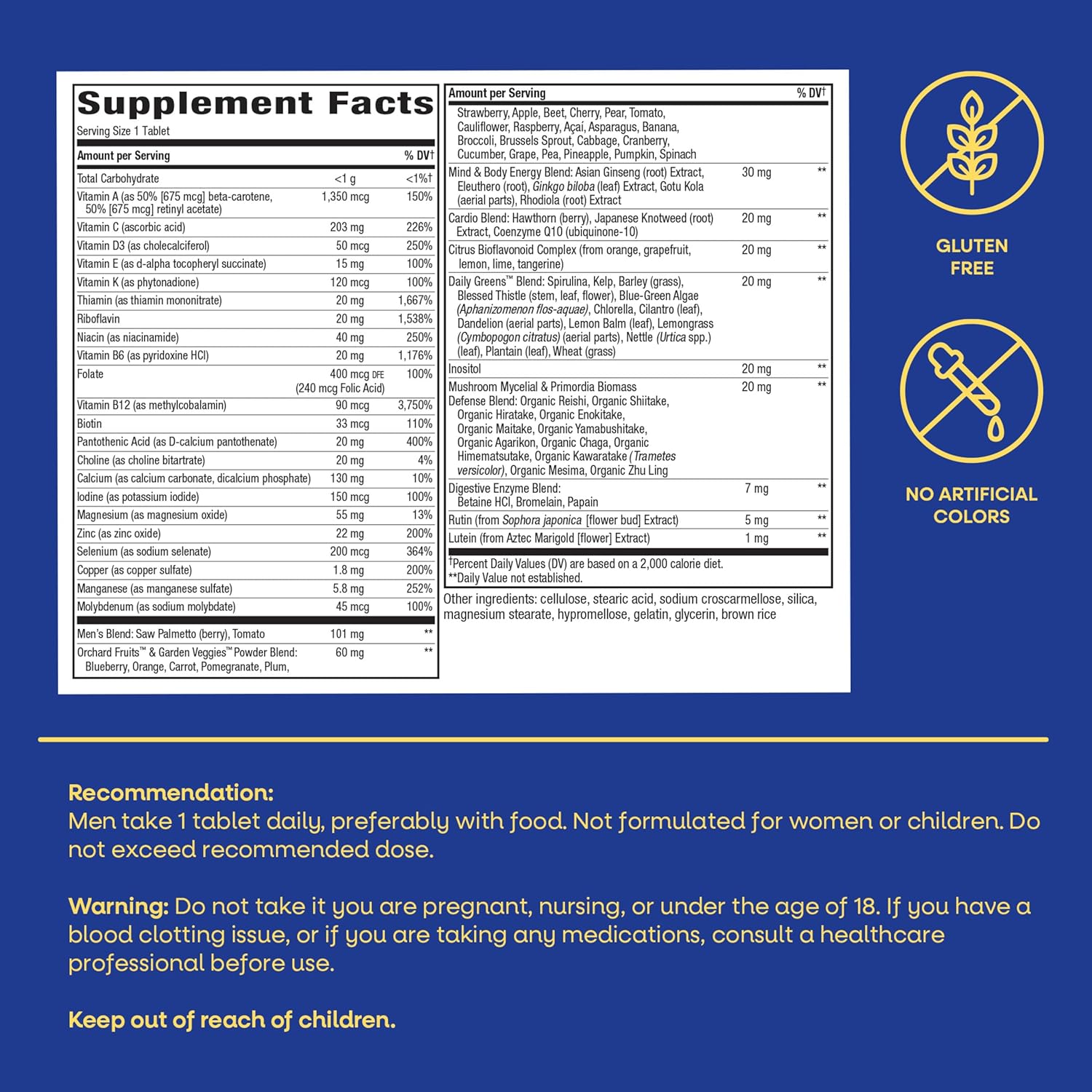 Nature's Way Alive! Ultra Potency Multivitamin for Men 50 Plus, Complete High Potency Formula with Vitamin D3, C, E, Methyl B12, Supports Cellular Energy, Heart, Brain, and Eye Health,* 60 Tablets - Image 8