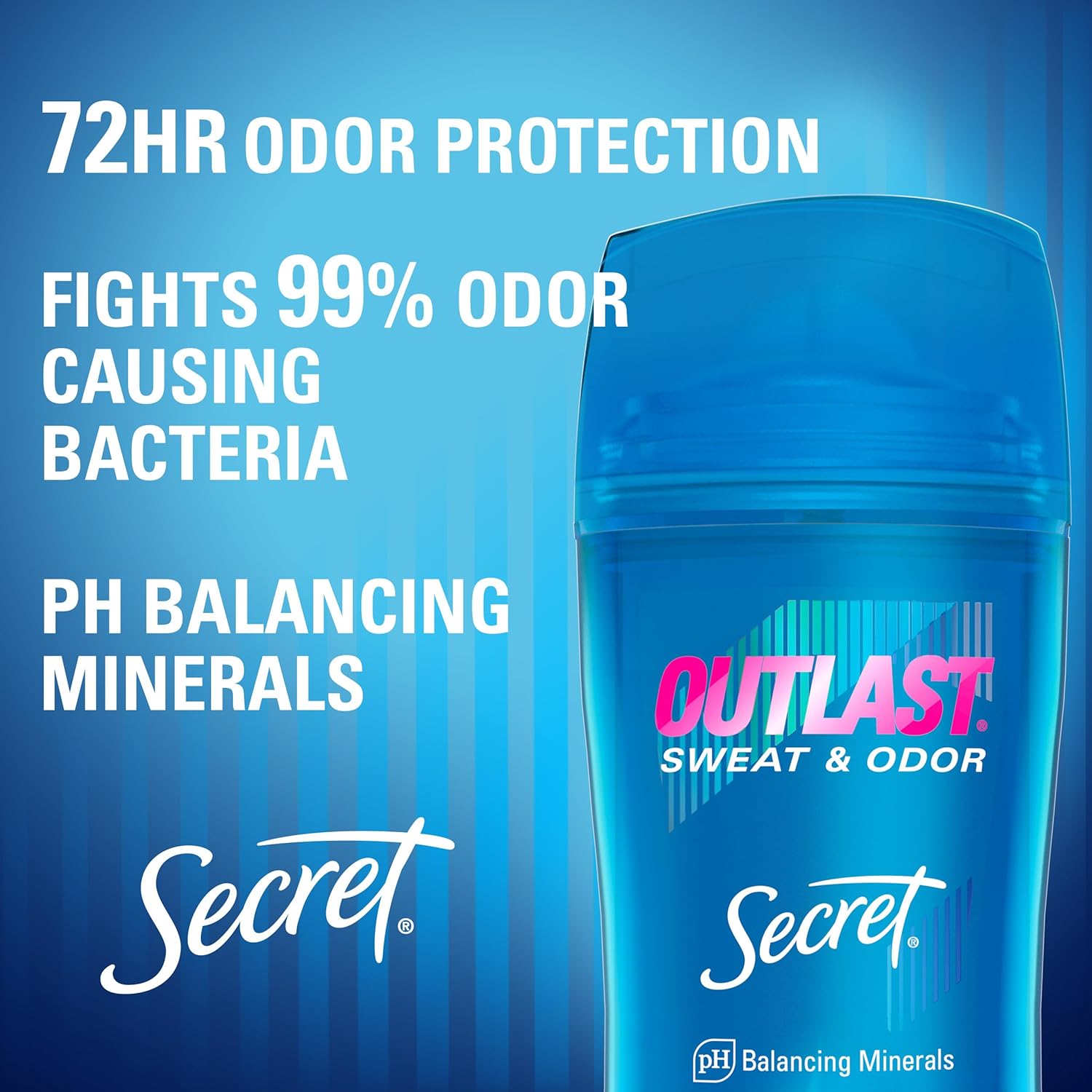 Secret Outlast Antiperspirant Deodorant for Women, 72hr Sweat & Odor Protection, PH Balancing Minerals, Clear Gel, Unscented 3.4 oz - Image 3