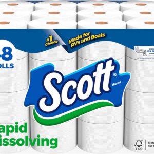 Scott Rapid-Dissolving Toilet Paper, 48 Double Rolls, Septic-Safe, Toilet Paper