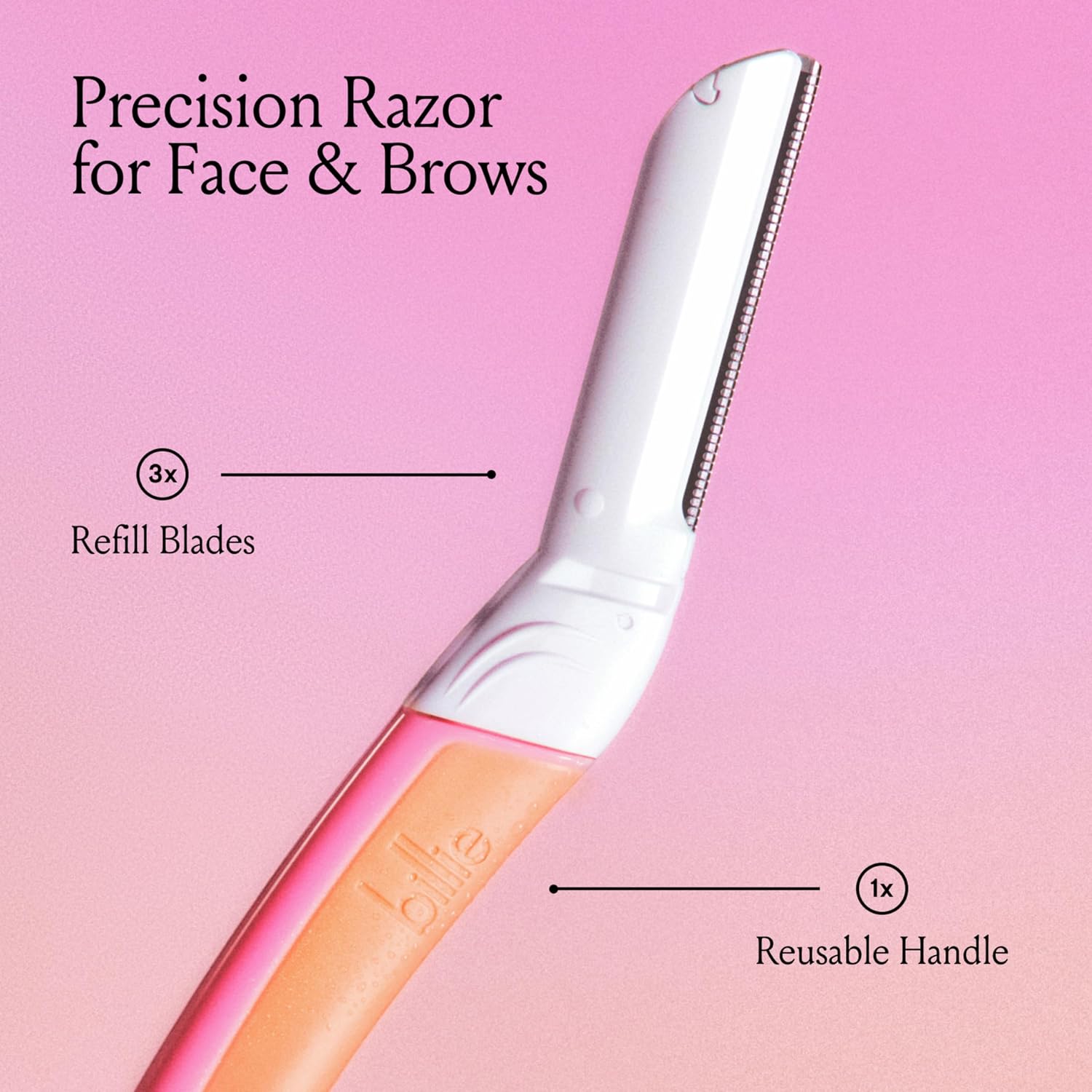 Billie - Dermaplane Starter Kit - Reusable Handle + 3 Refill Blades - Remove Facial Hair + Perfectly Shape Brows - Dermatologist-Approved - Malibu - Image 3